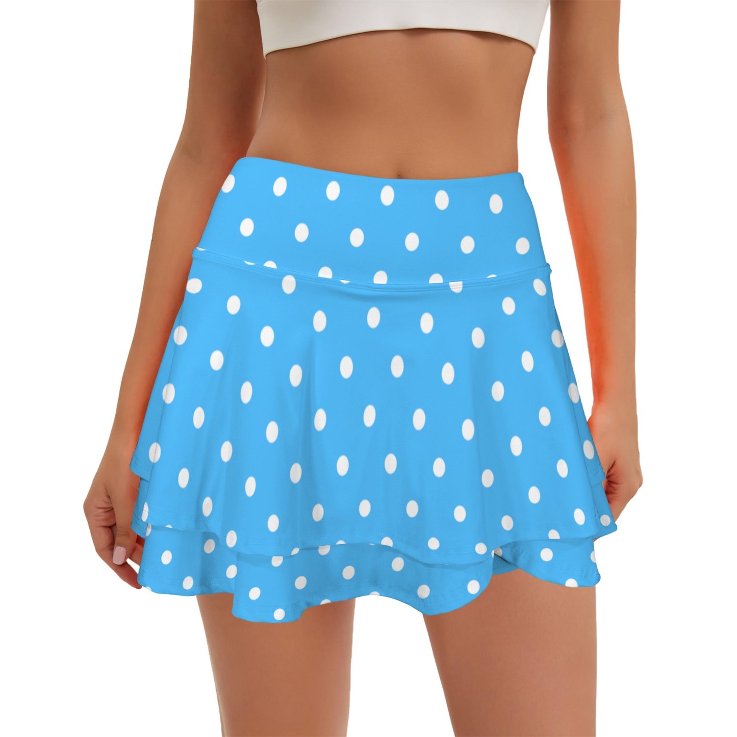 dotsblue. ruffle skort