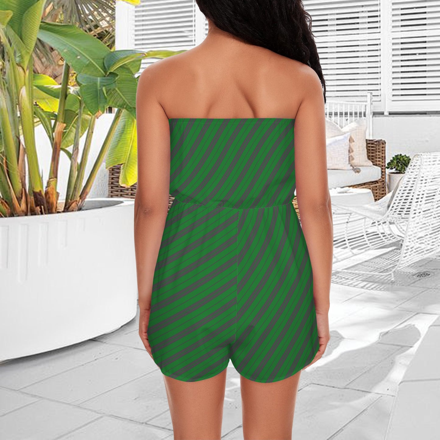 sstripes strapless romper