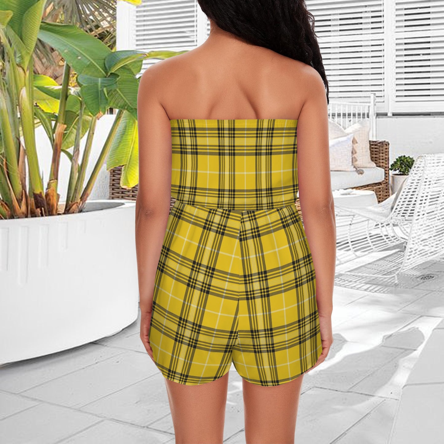 hplaid. strapless romper