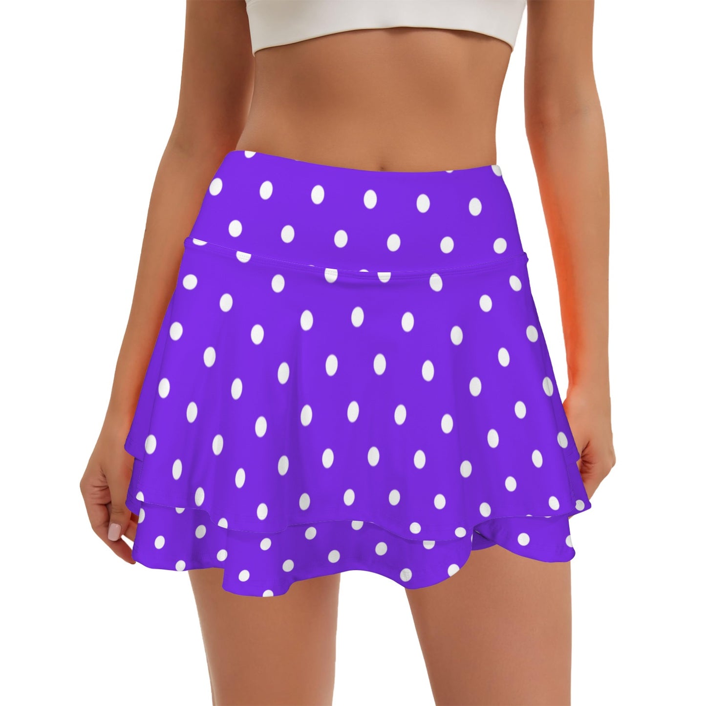 dotspurple. ruffle skort
