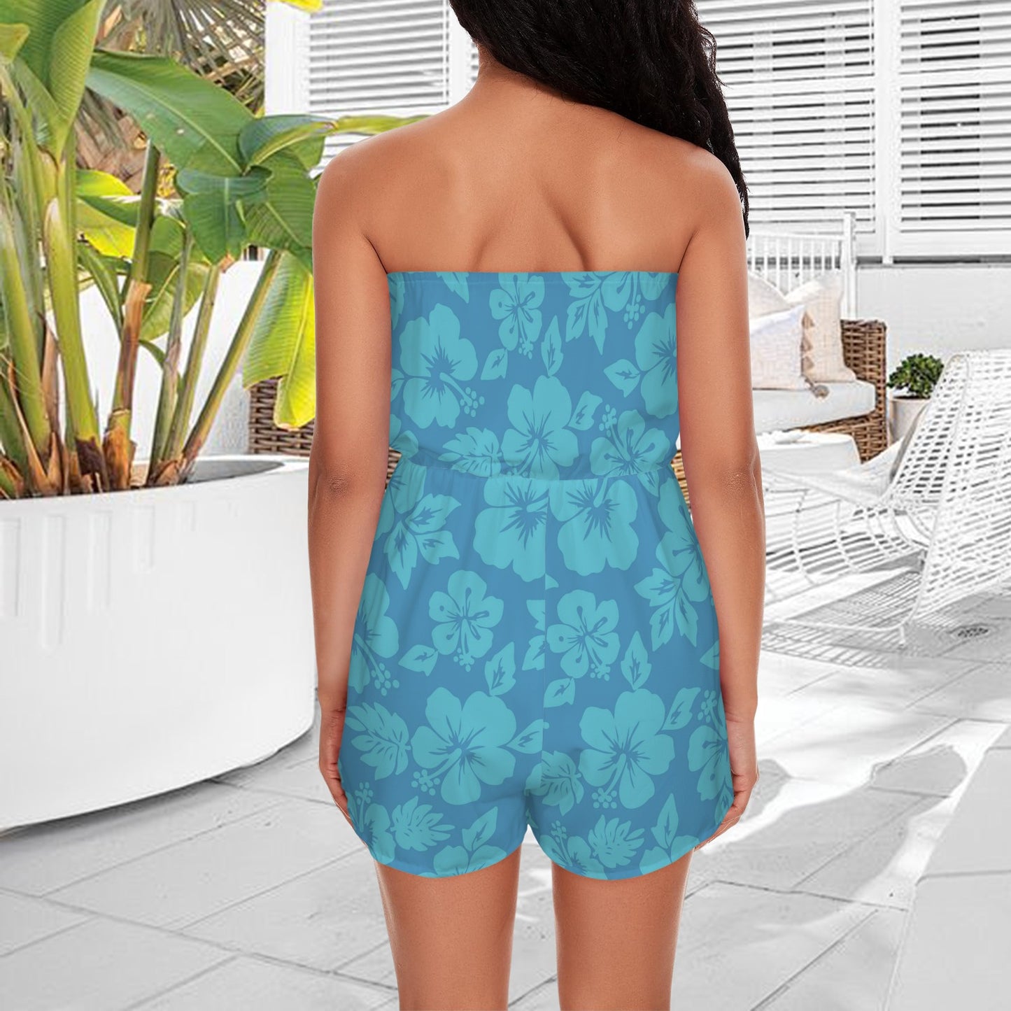 stitchflower. strapless romper