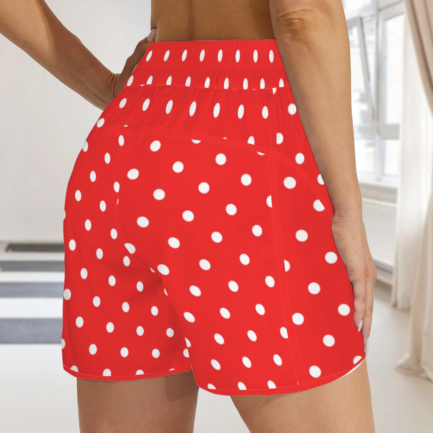 dotsred. running shorts