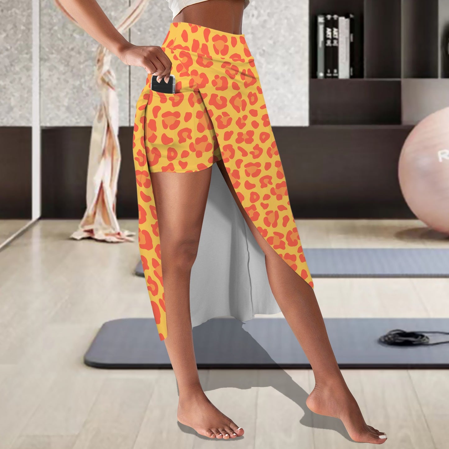 leopardyellow. midi skort
