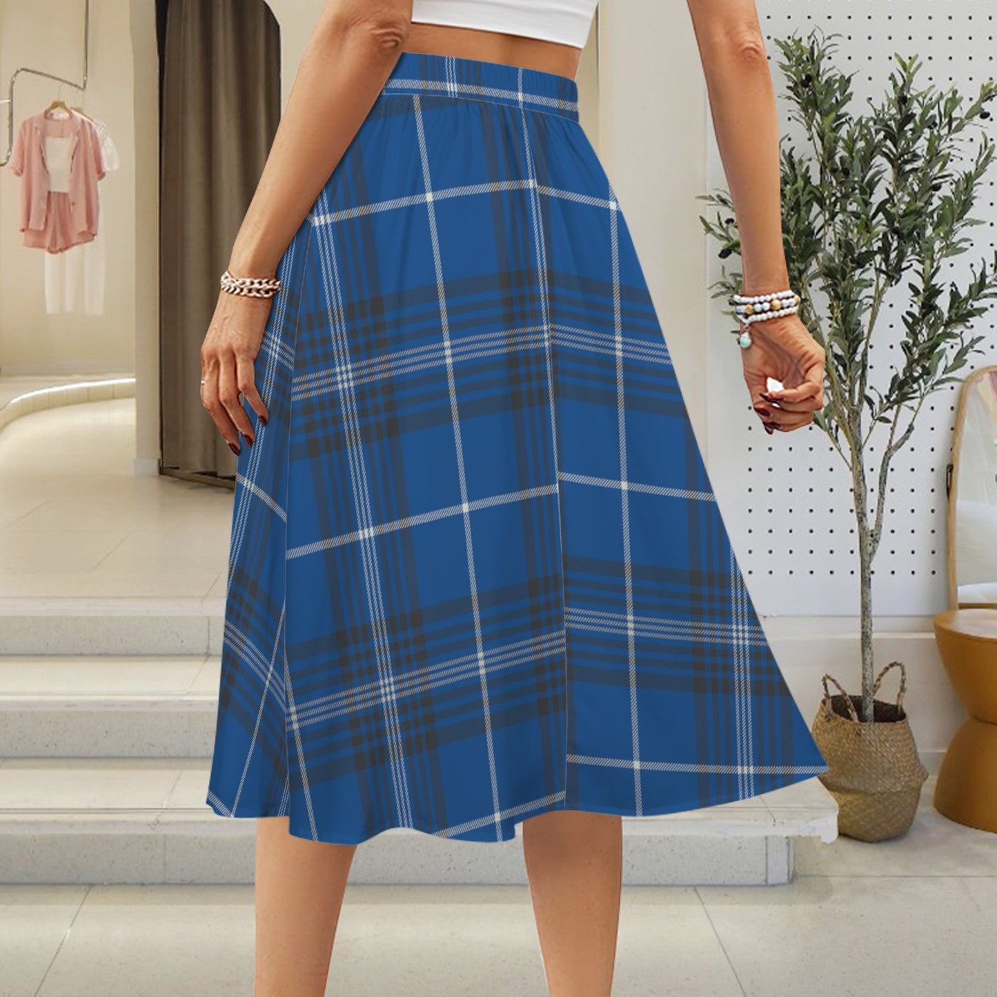 rplaid. midi skirt