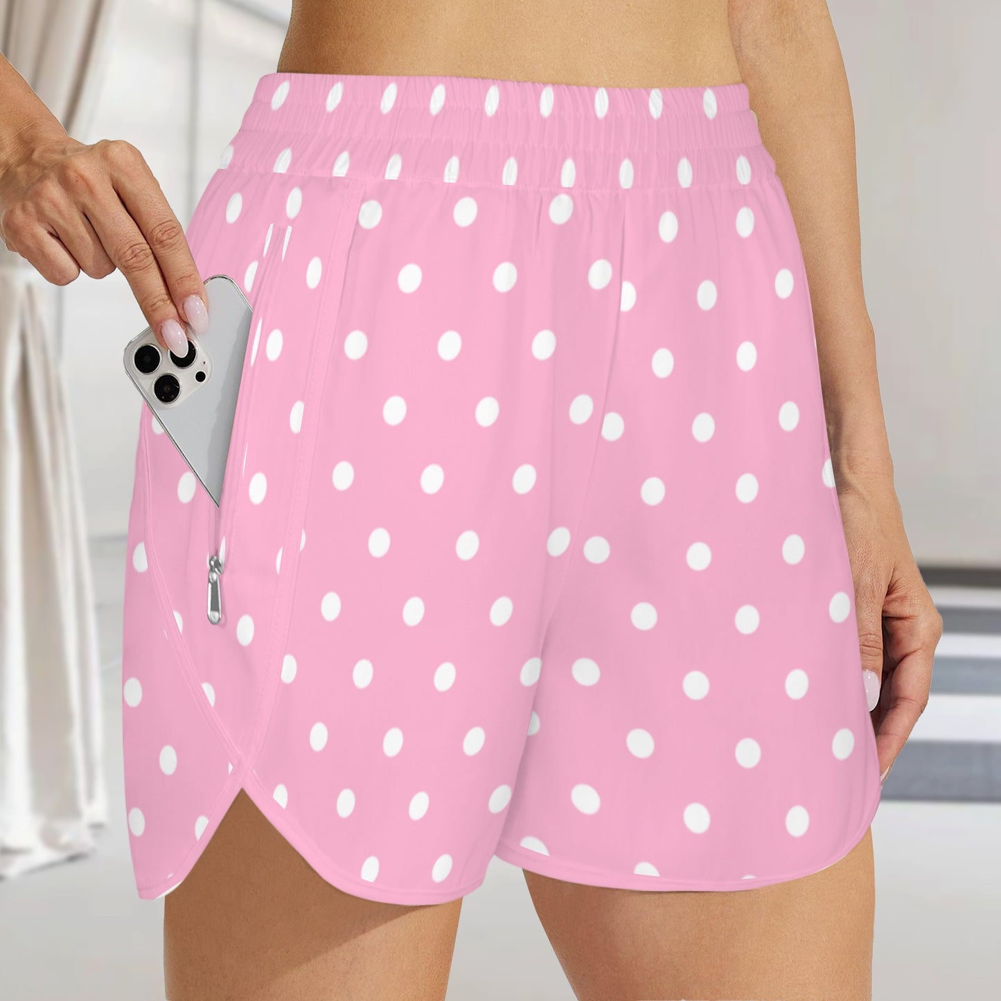 dotsltpink. running shorts