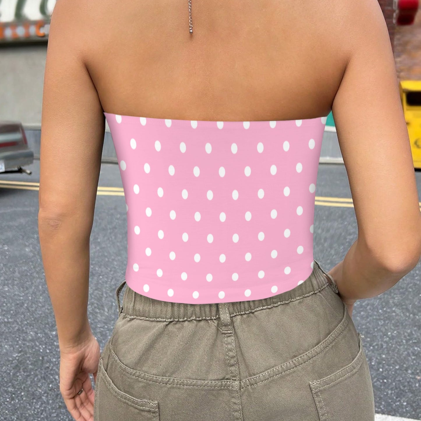 dotsltpink. crop tube