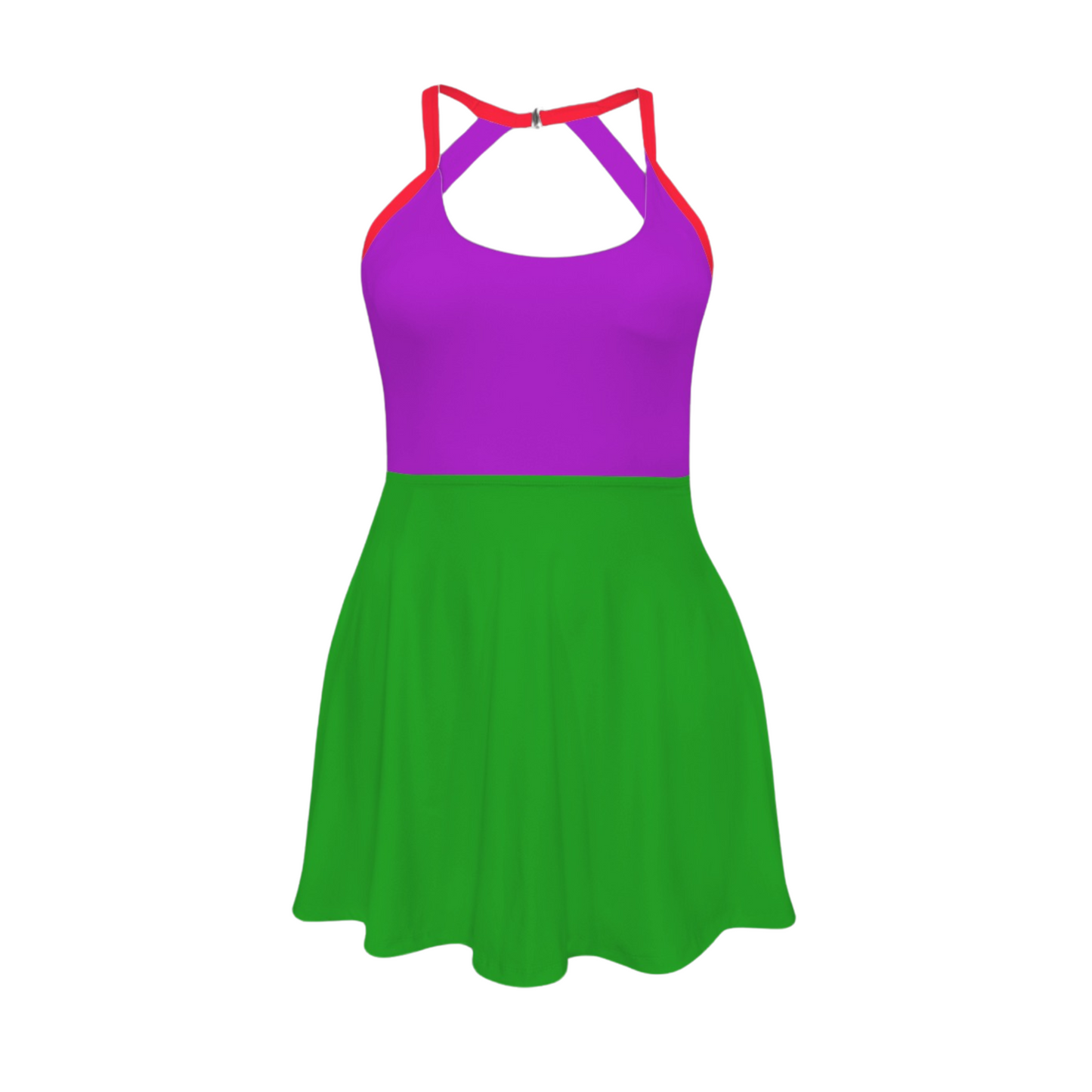 Ariel Colorblock Open Back Flare Skirt Active Dress