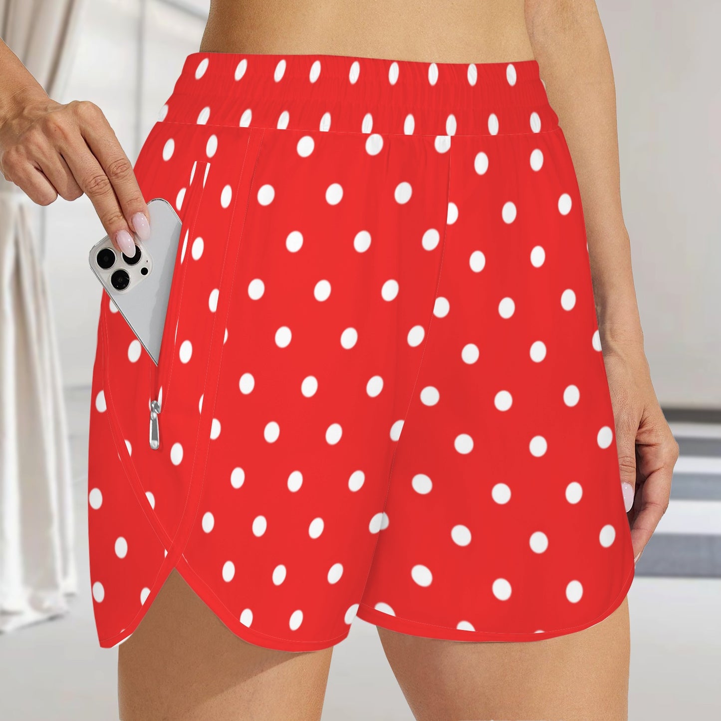 dotsred. running shorts