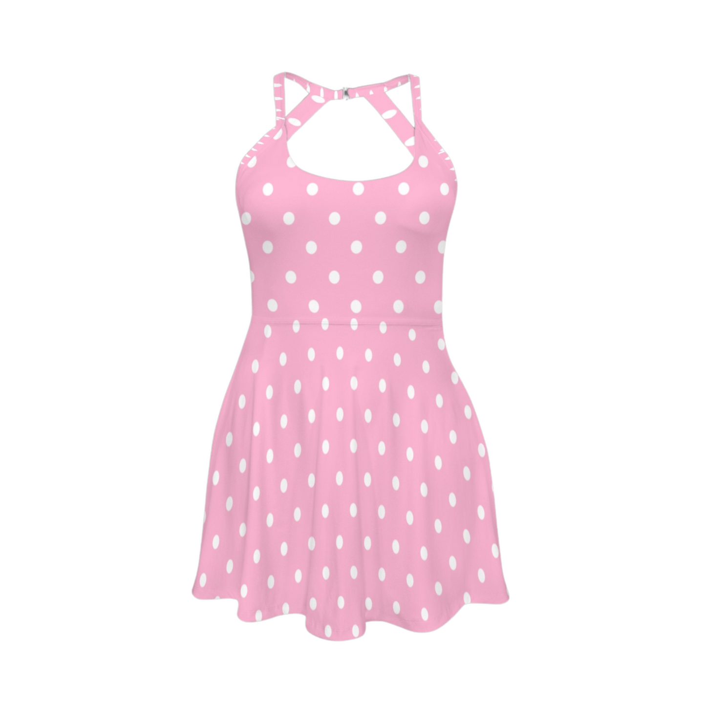 Miss Mouse Polka Dots Open Back Flare Skirt Active Dress