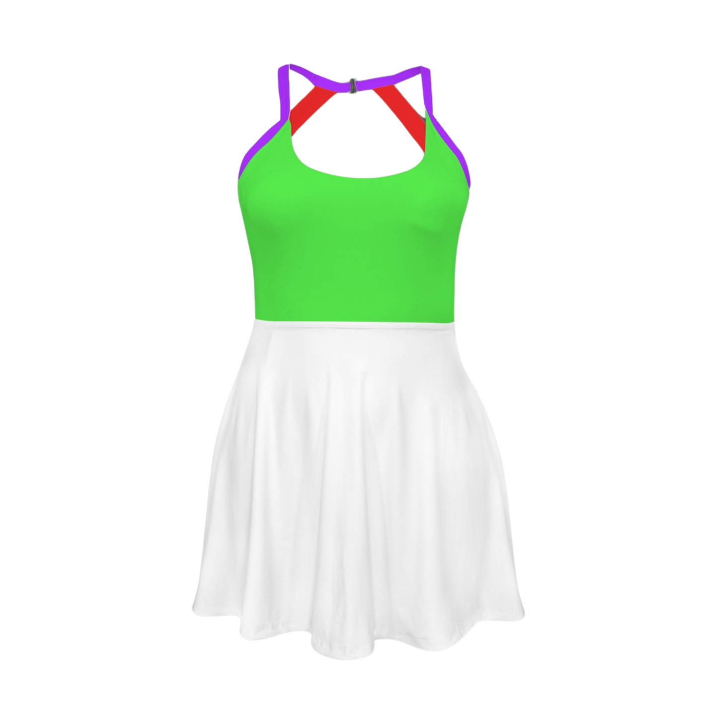 Buzz Colorblock Open Back Flare Skirt Active Dress