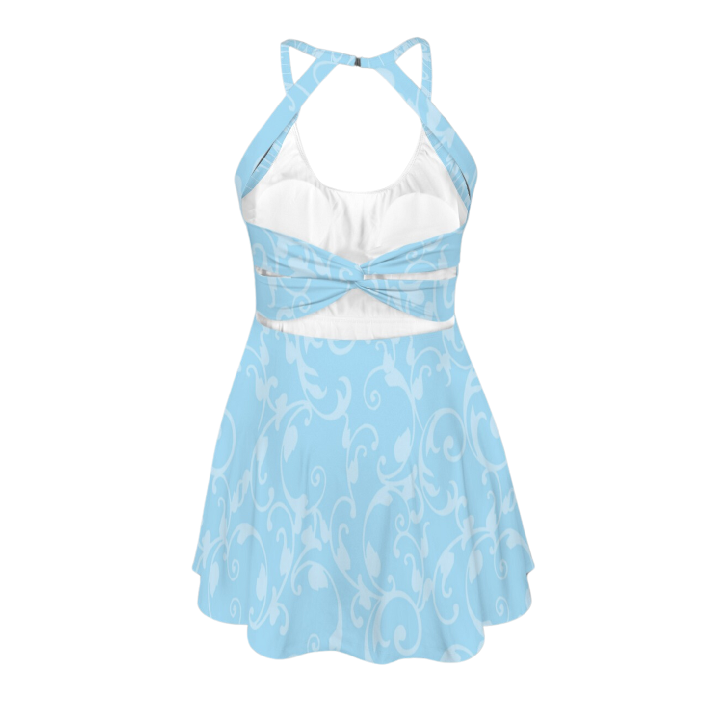 Cindy Swirl Open Back Flare Skirt Active Dress