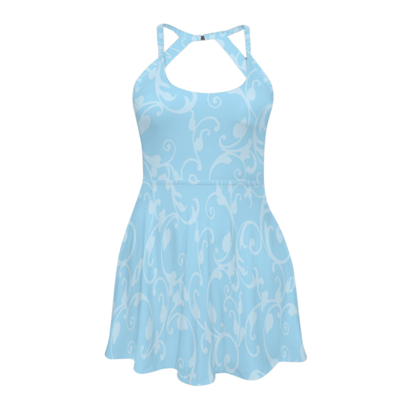 Cindy Swirl Open Back Flare Skirt Active Dress