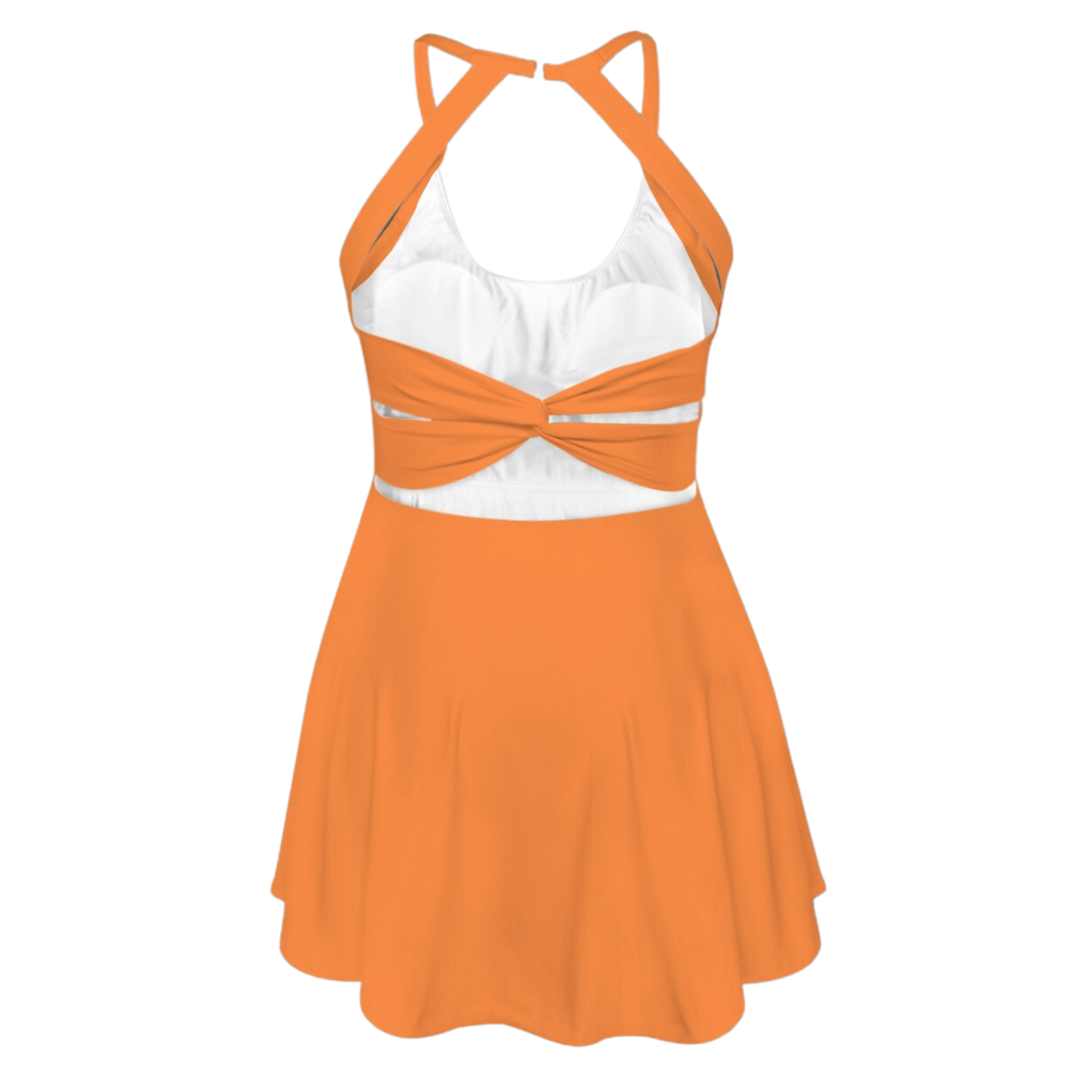 Clownfish Orange Open Back Flare Skirt Active Dress