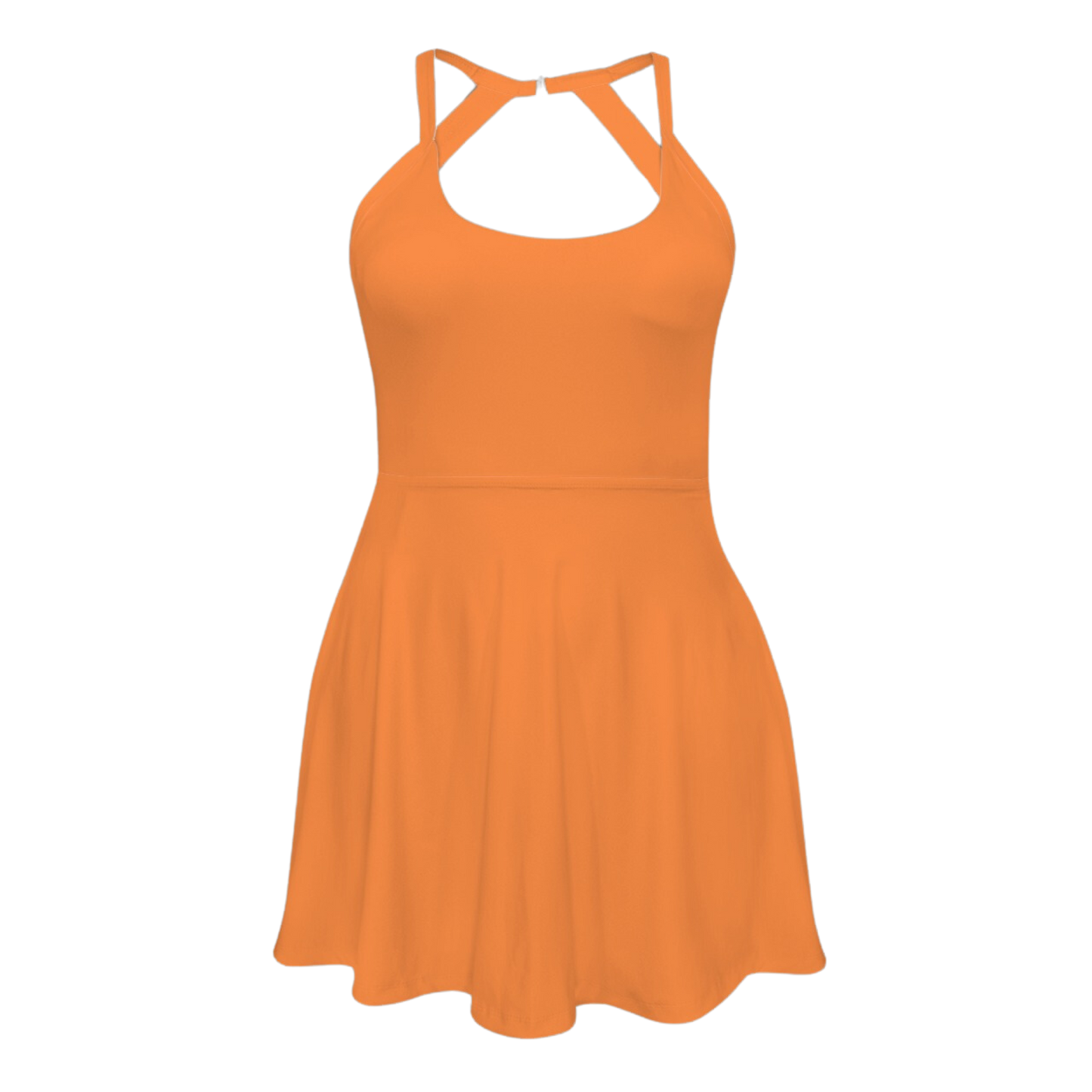 Clownfish Orange Open Back Flare Skirt Active Dress