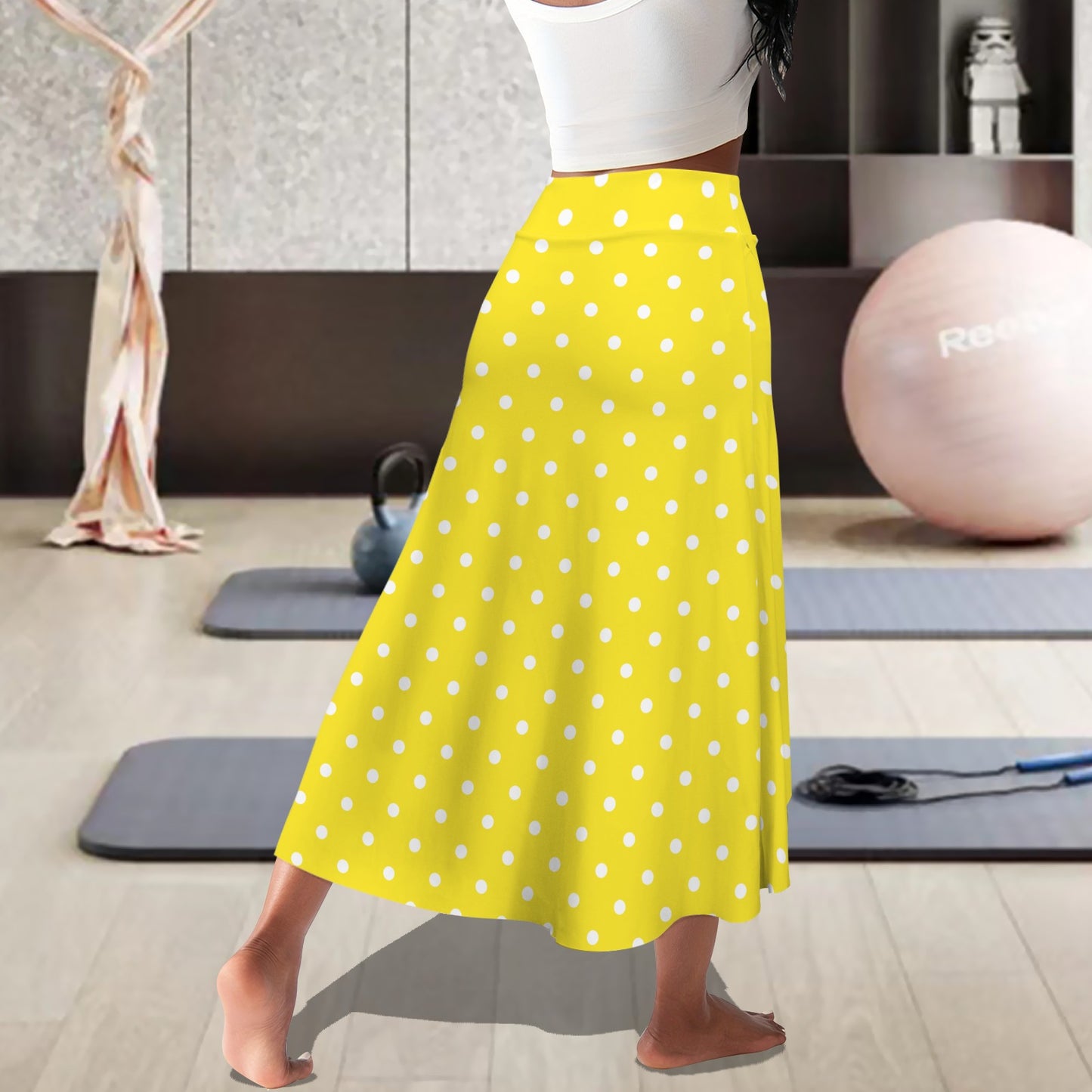dotsyellow. midi skort