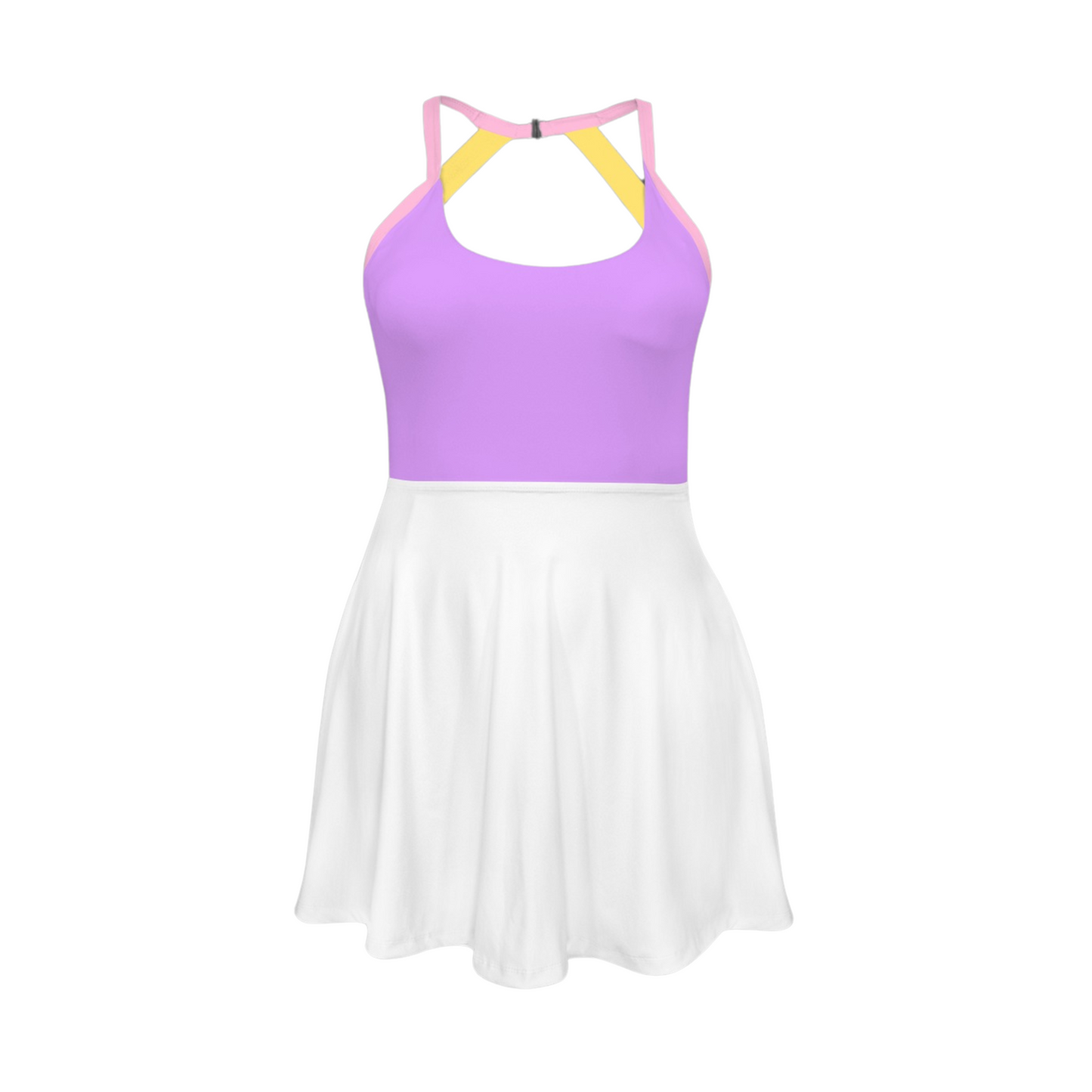 Daisy Colorblock Open Back Flare Skirt Active Dress