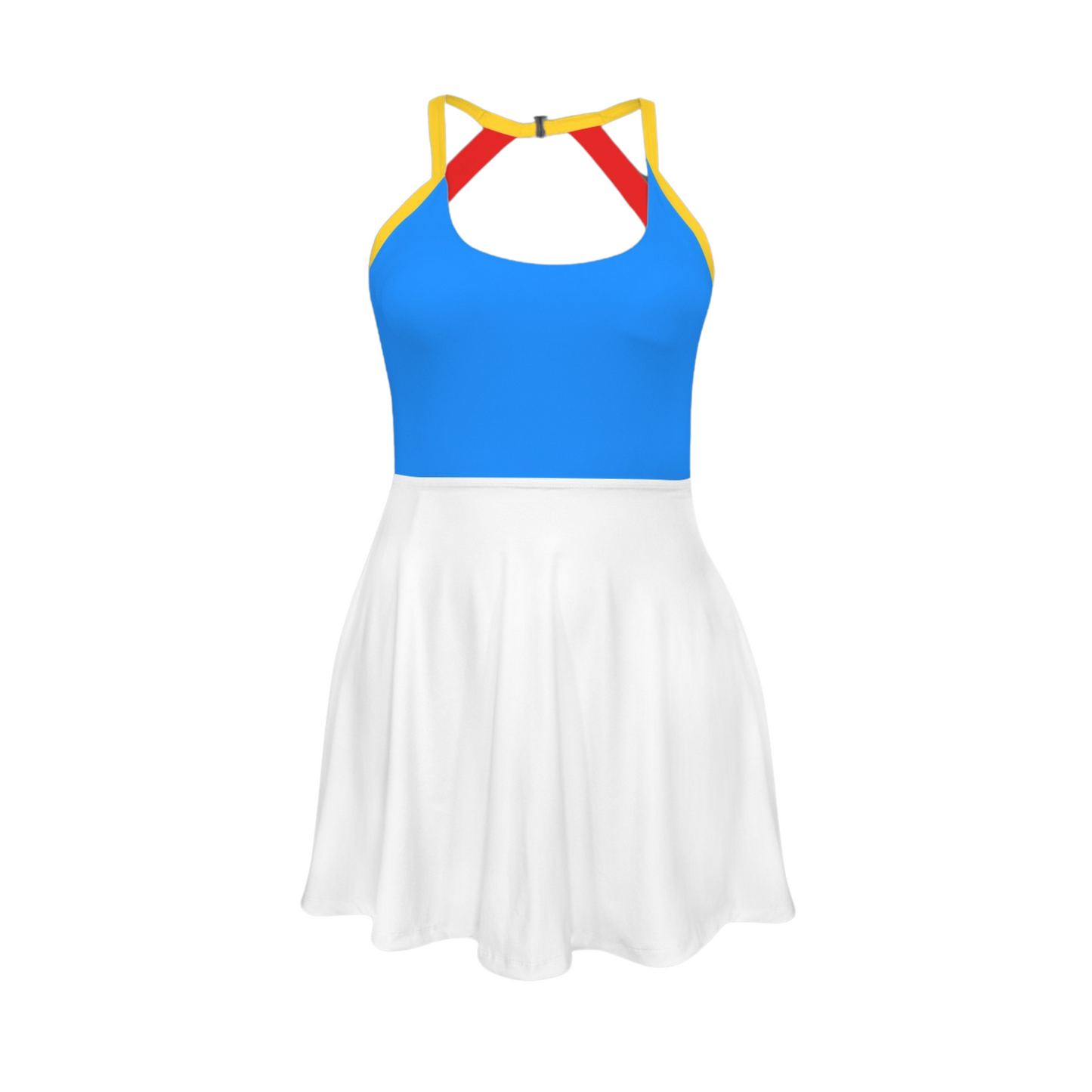 Donald Colorblock Open Back Flare Skirt Active Dress