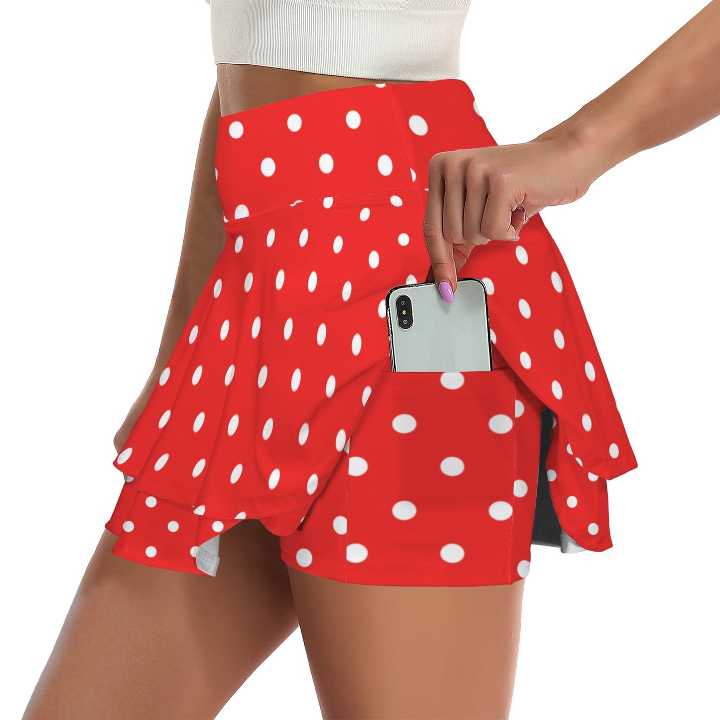 dotsred. ruffle skort
