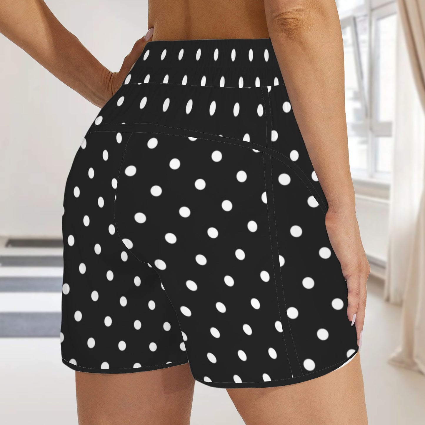 blackwhitedots. running shorts