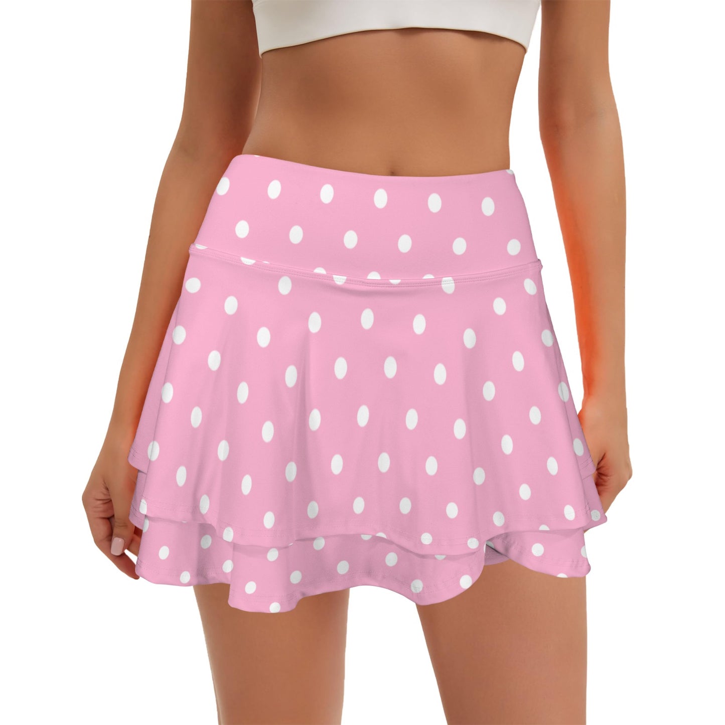dotsltpink. ruffle skort
