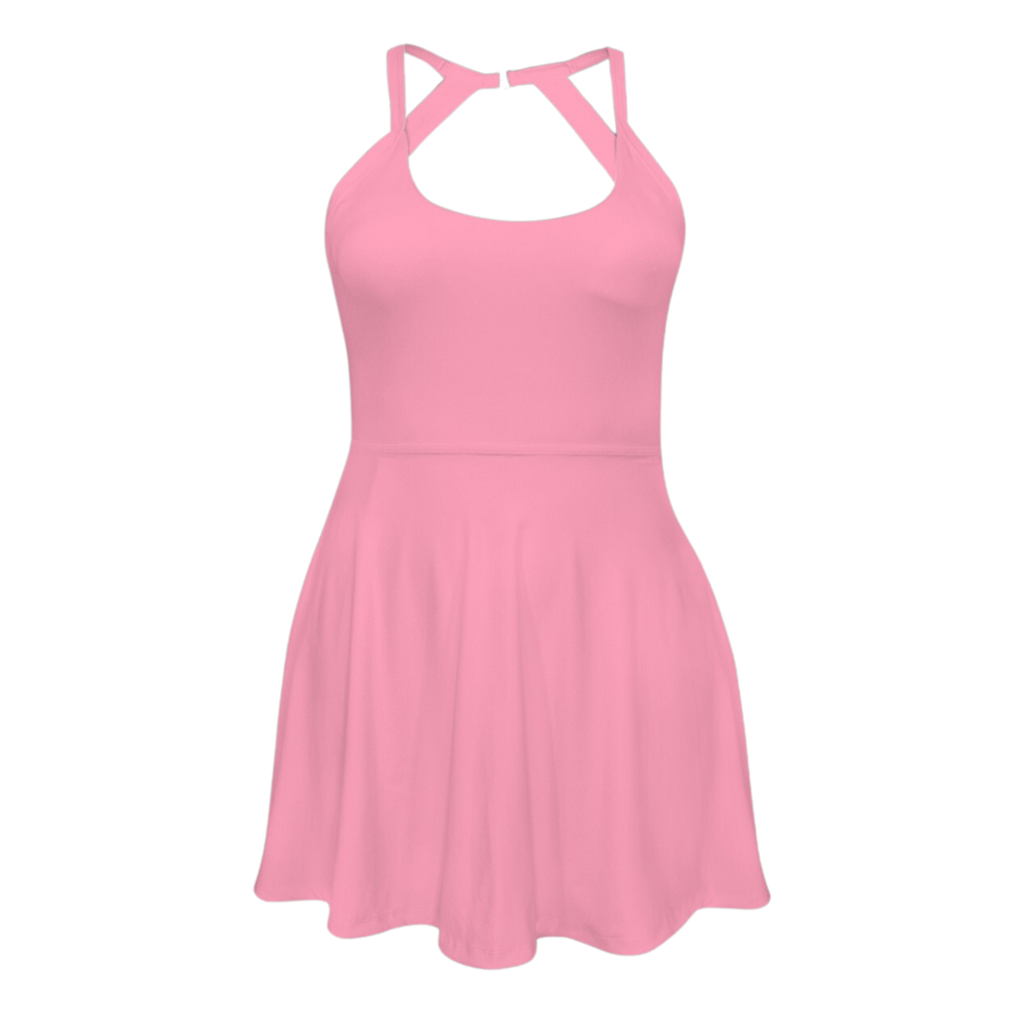 Embarrassed Pink Open Back Flare Skirt Active Dress