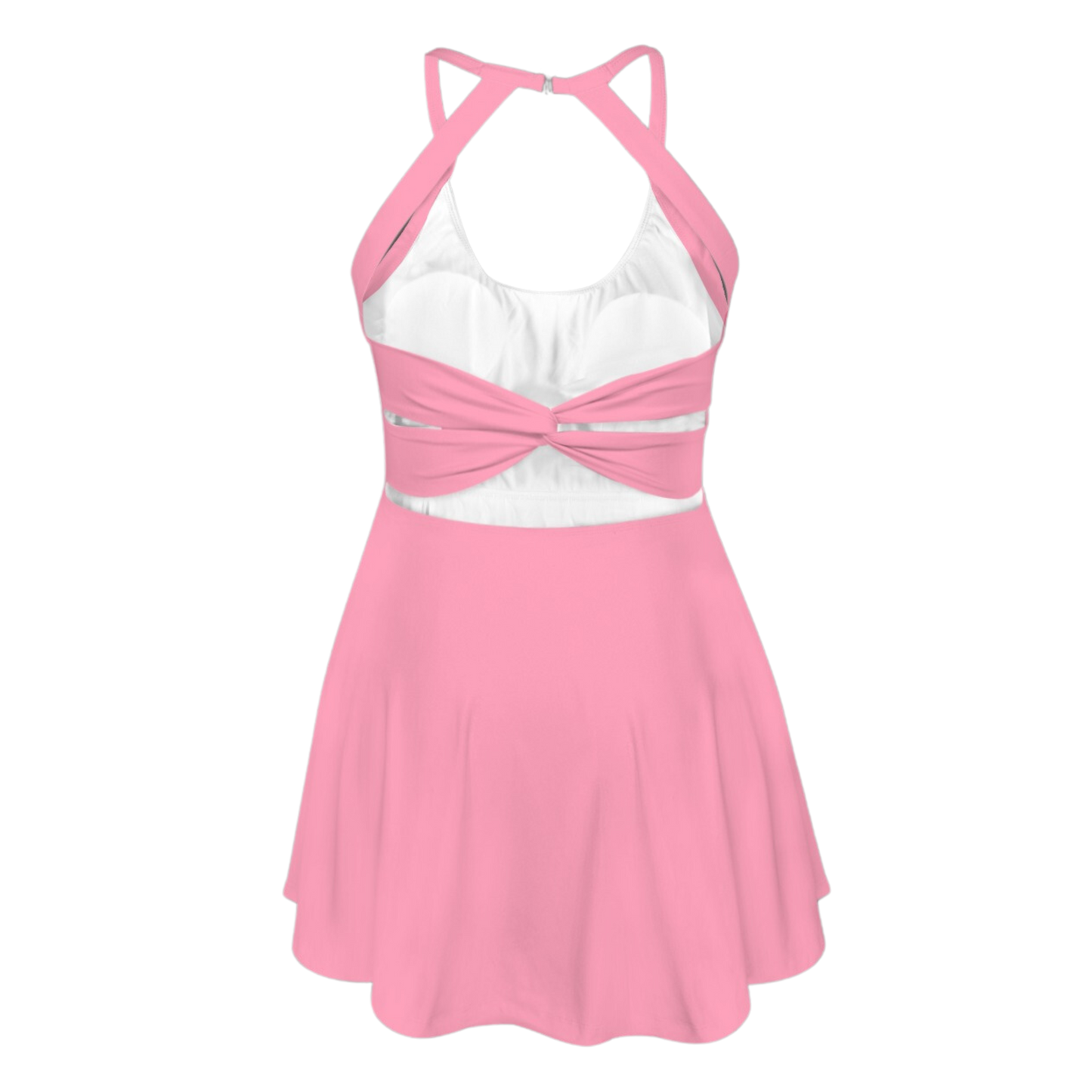 Embarrassed Pink Open Back Flare Skirt Active Dress