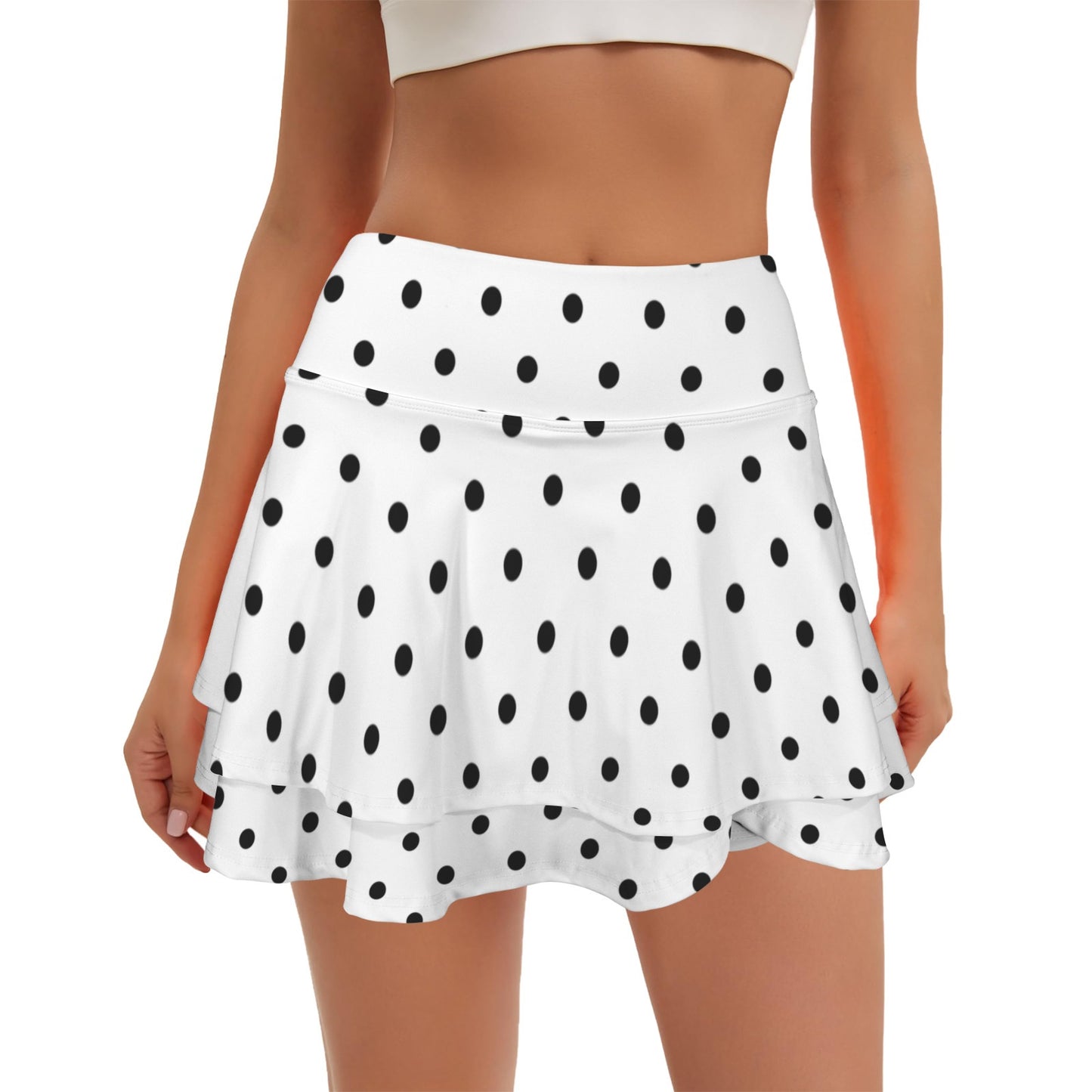 whiteblackdots. ruffle skort