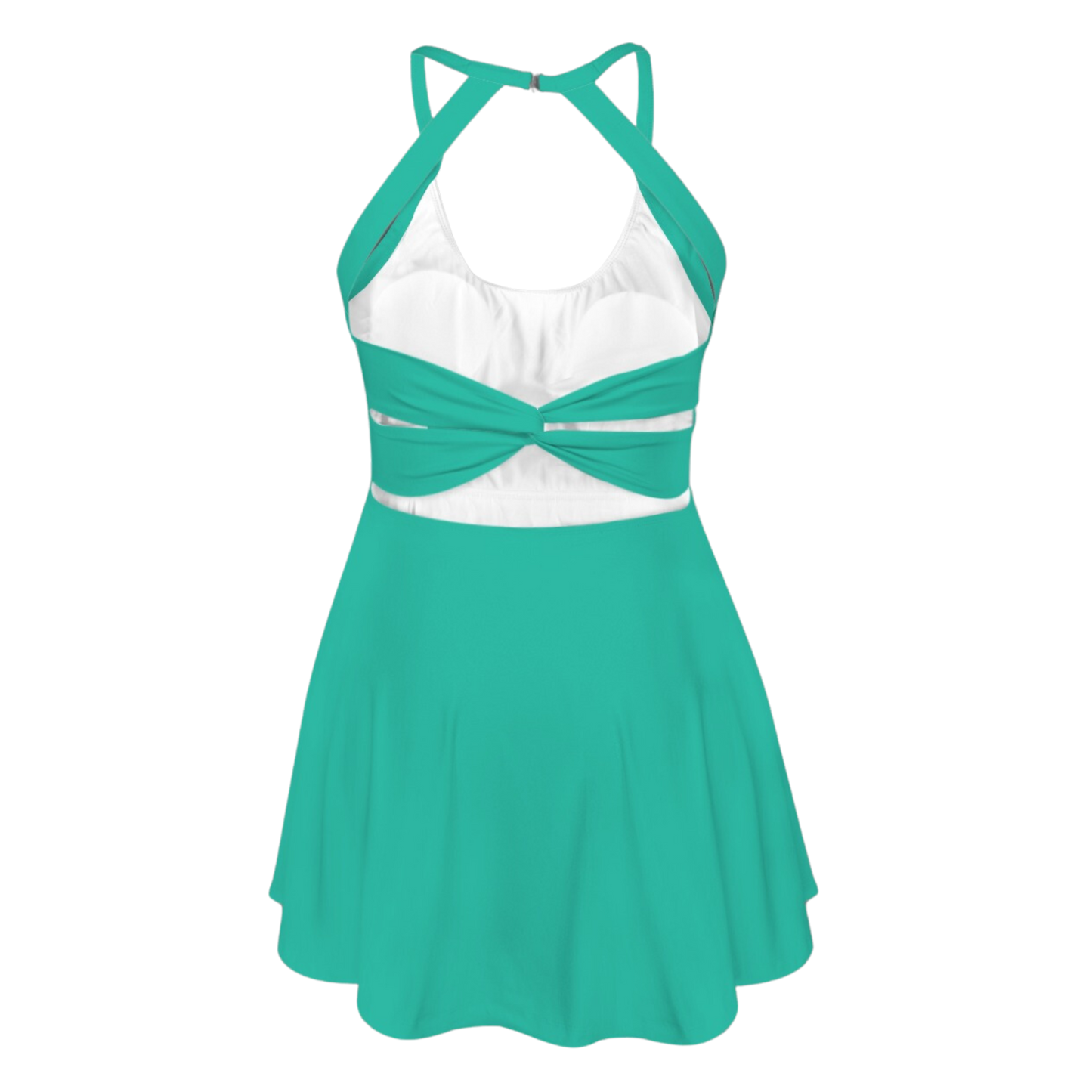 Fauna Green Open Back Flare Skirt Active Dress