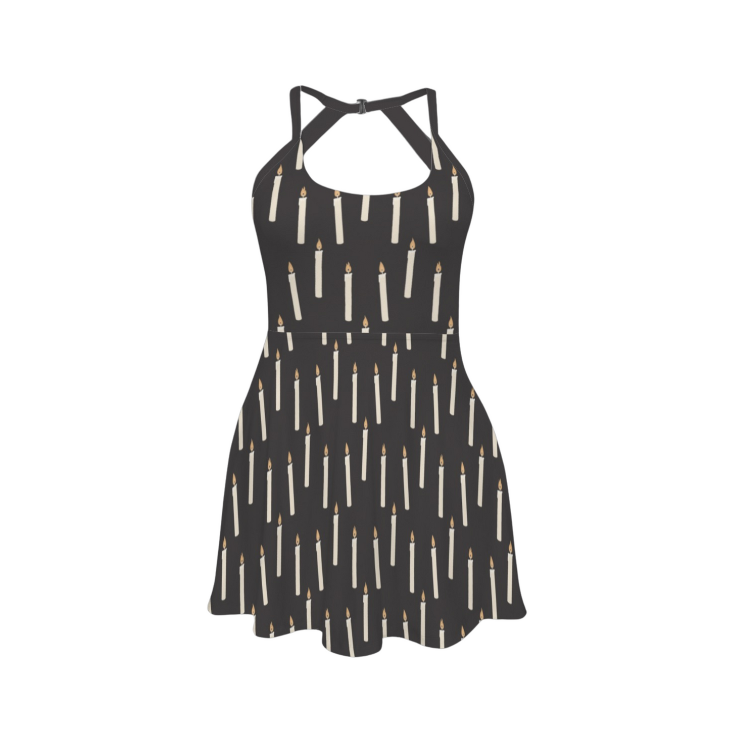 Floating Candles Open Back Flare Skirt Active Dress