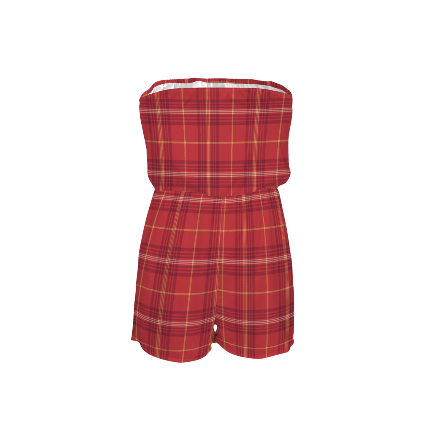 Houses Plaid Strapless Romper