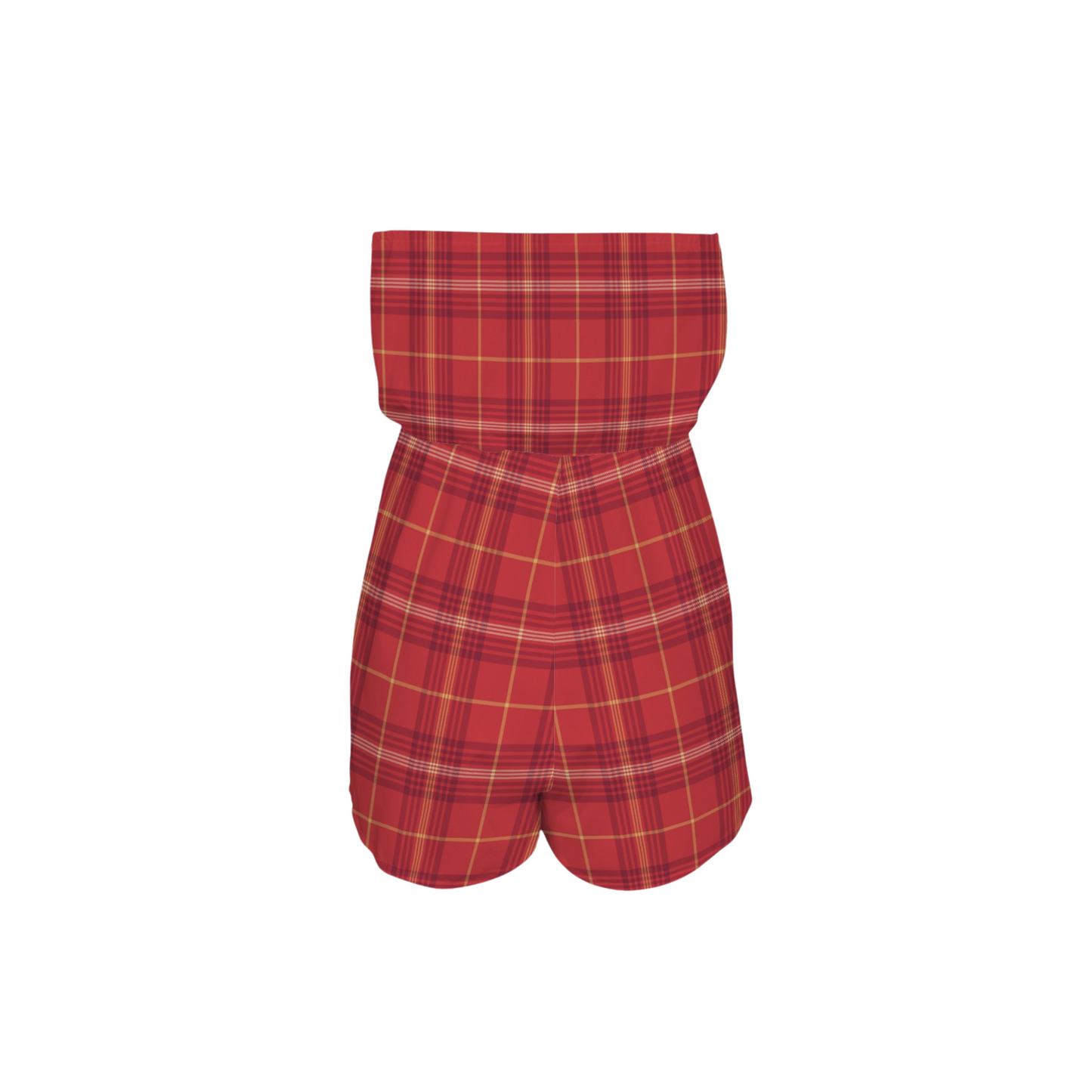 Houses Plaid Strapless Romper