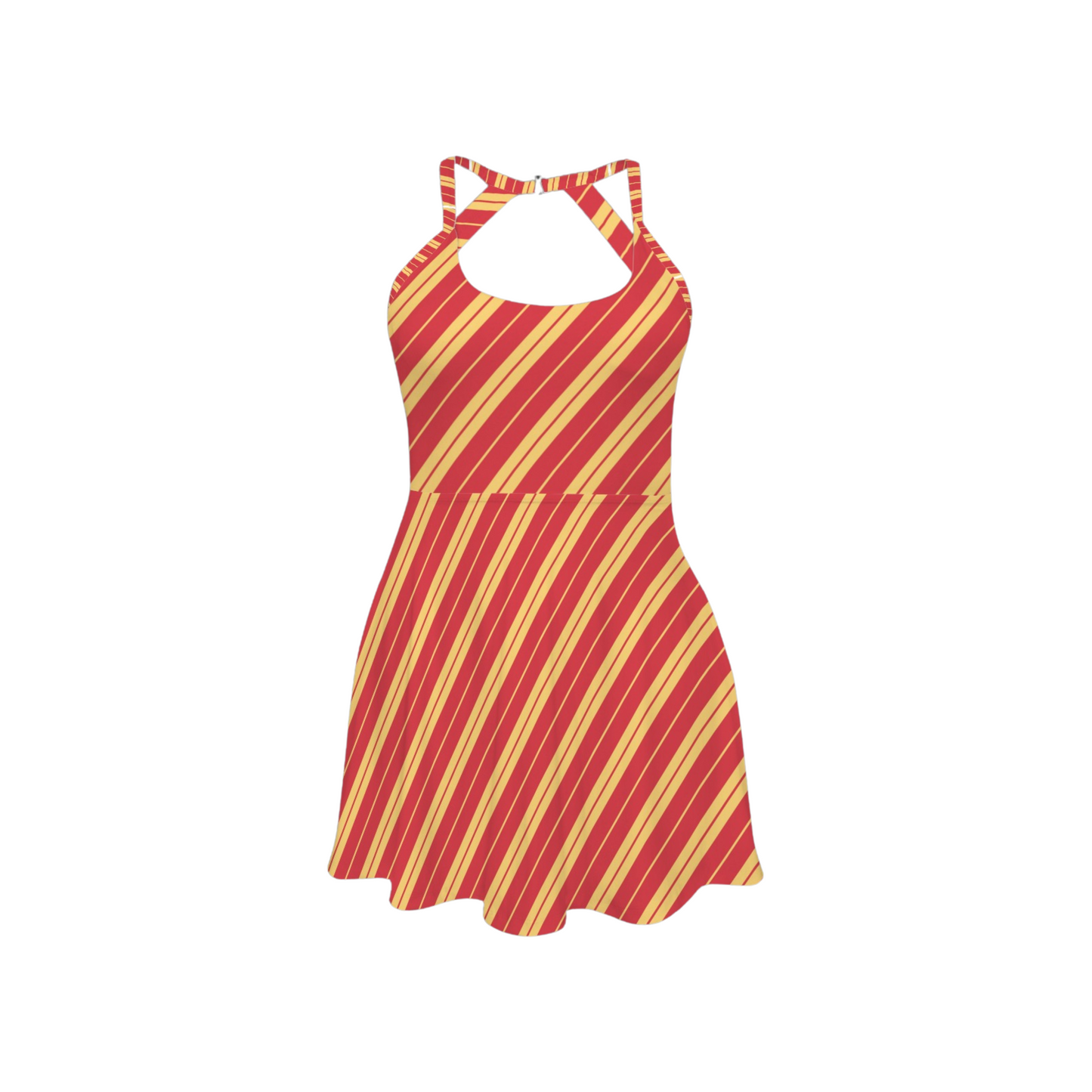 Houses Stripes Open Back Flare Skirt Active Dress