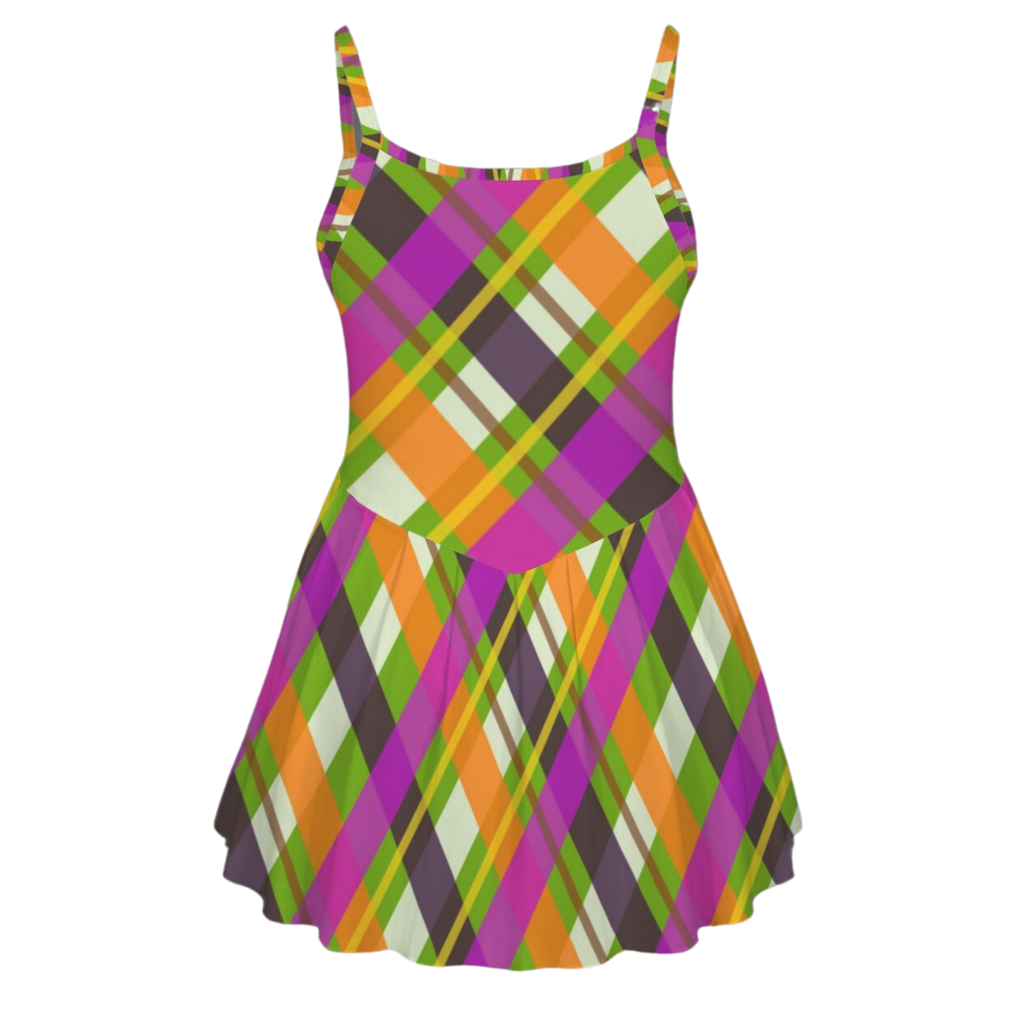 Halloween Plaid Pleat Skirt Active Dress