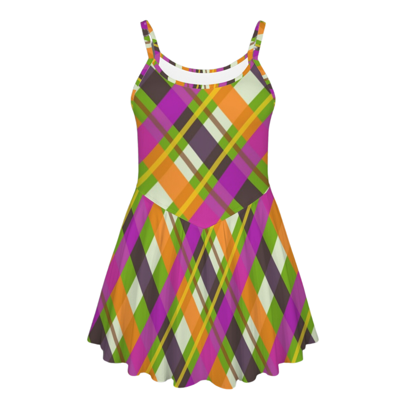 Halloween Plaid Pleat Skirt Active Dress