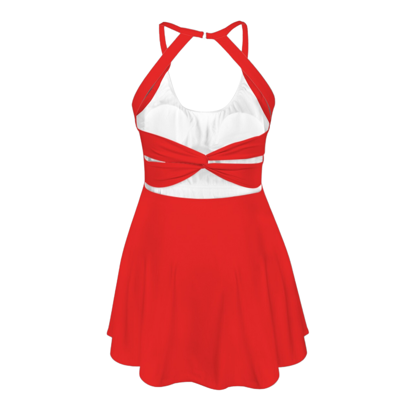 Incredible Red Open Back Flare Skirt Active Dress