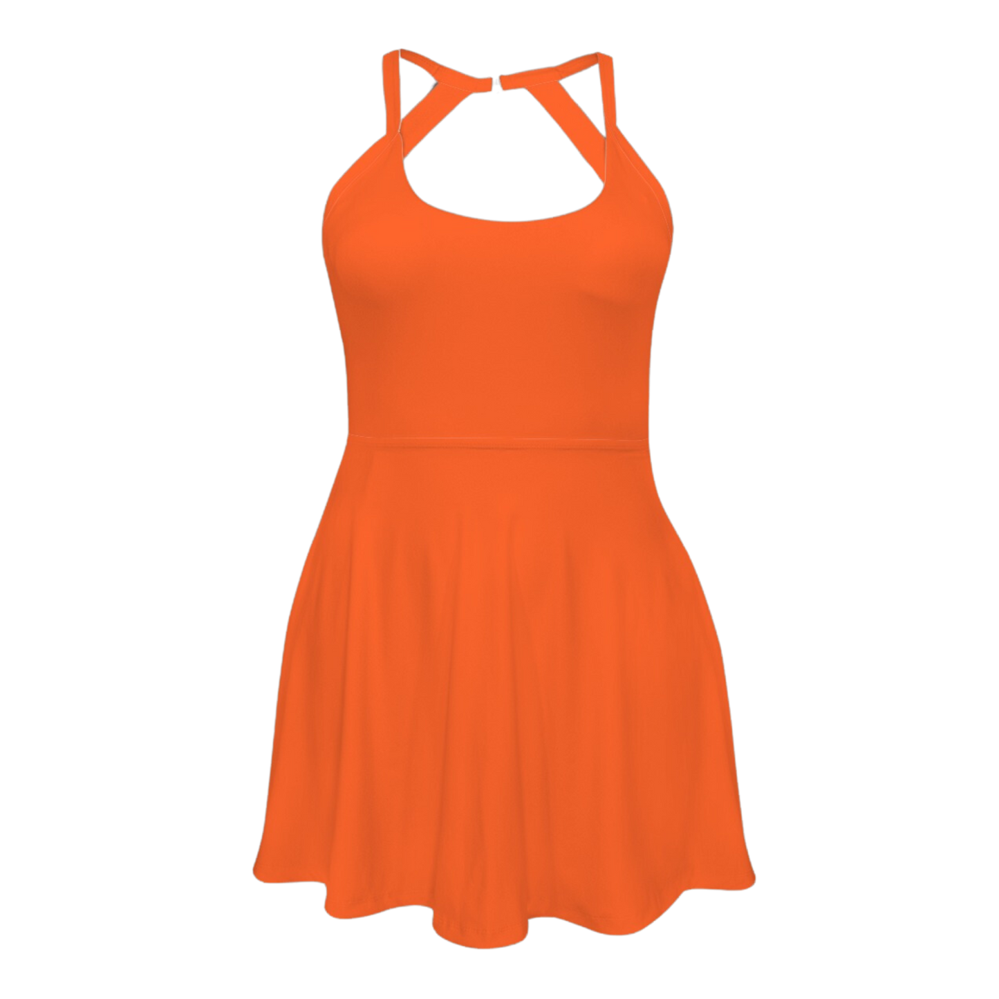 Jaq Orange Open Back Flare Skirt Active Dress