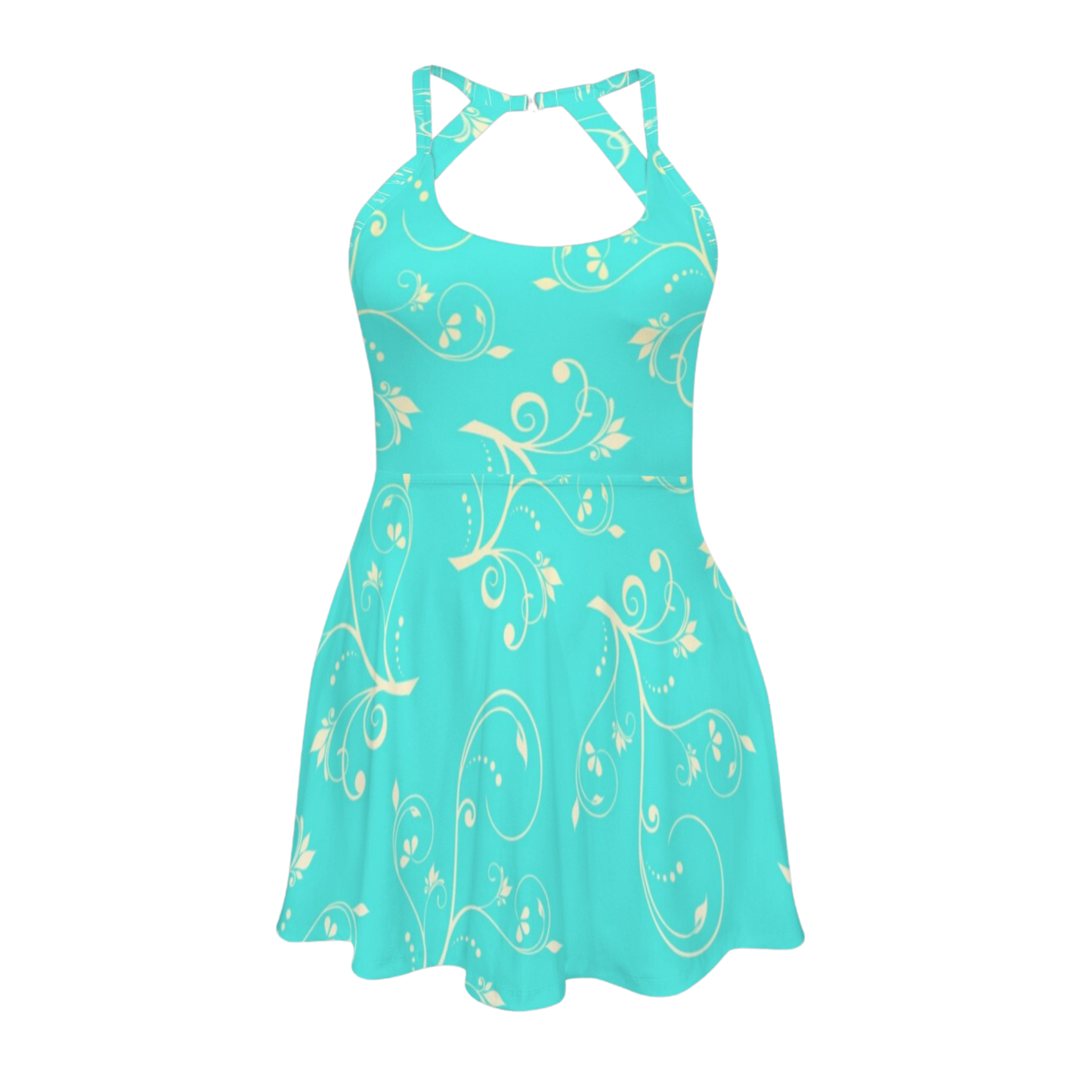 Jasmine Swirl Open Back Flare Skirt Active Dress