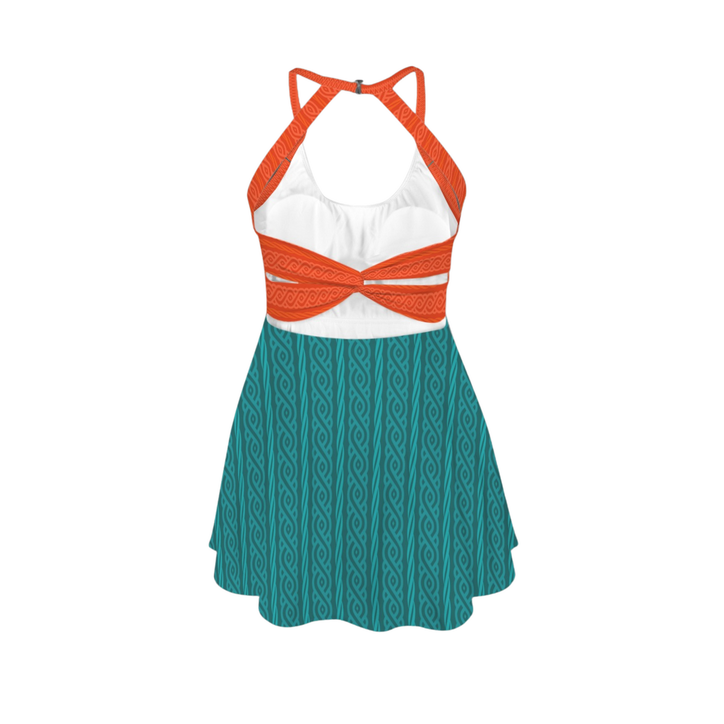 Merida Celtic Teal & Orange Open Back Flare Skirt Active Dress