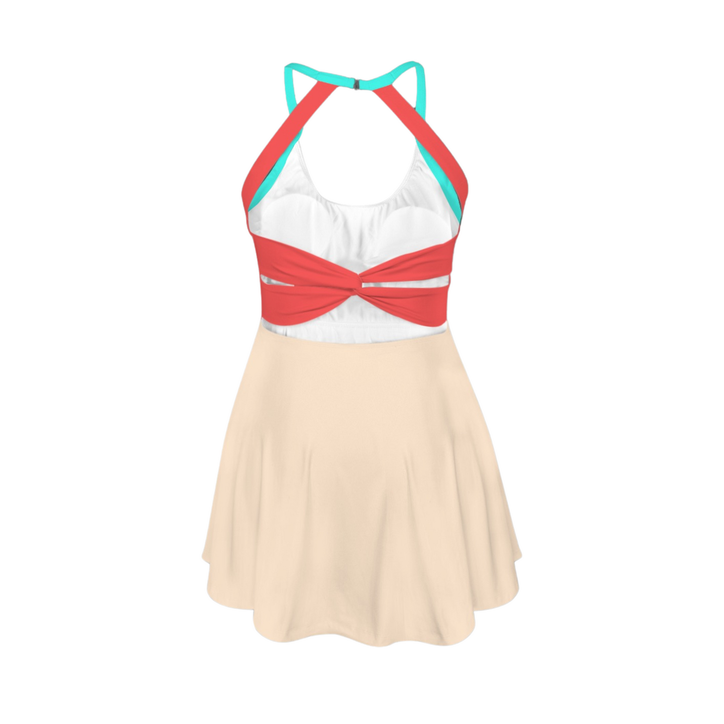 Moana Colorblock Open Back Flare Skirt Active Dress