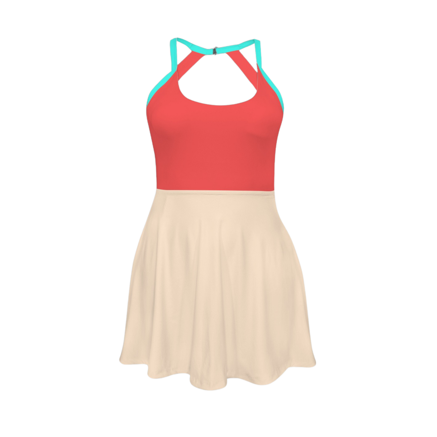 Moana Colorblock Open Back Flare Skirt Active Dress