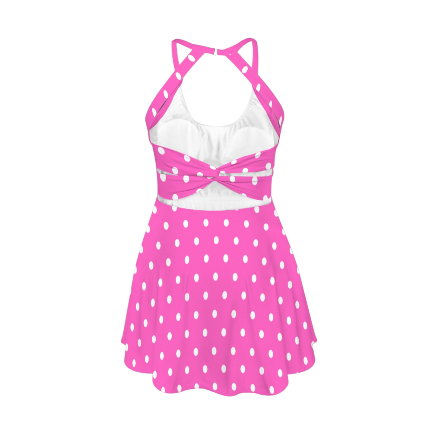 Miss Mouse Polka Dots Open Back Flare Skirt Active Dress