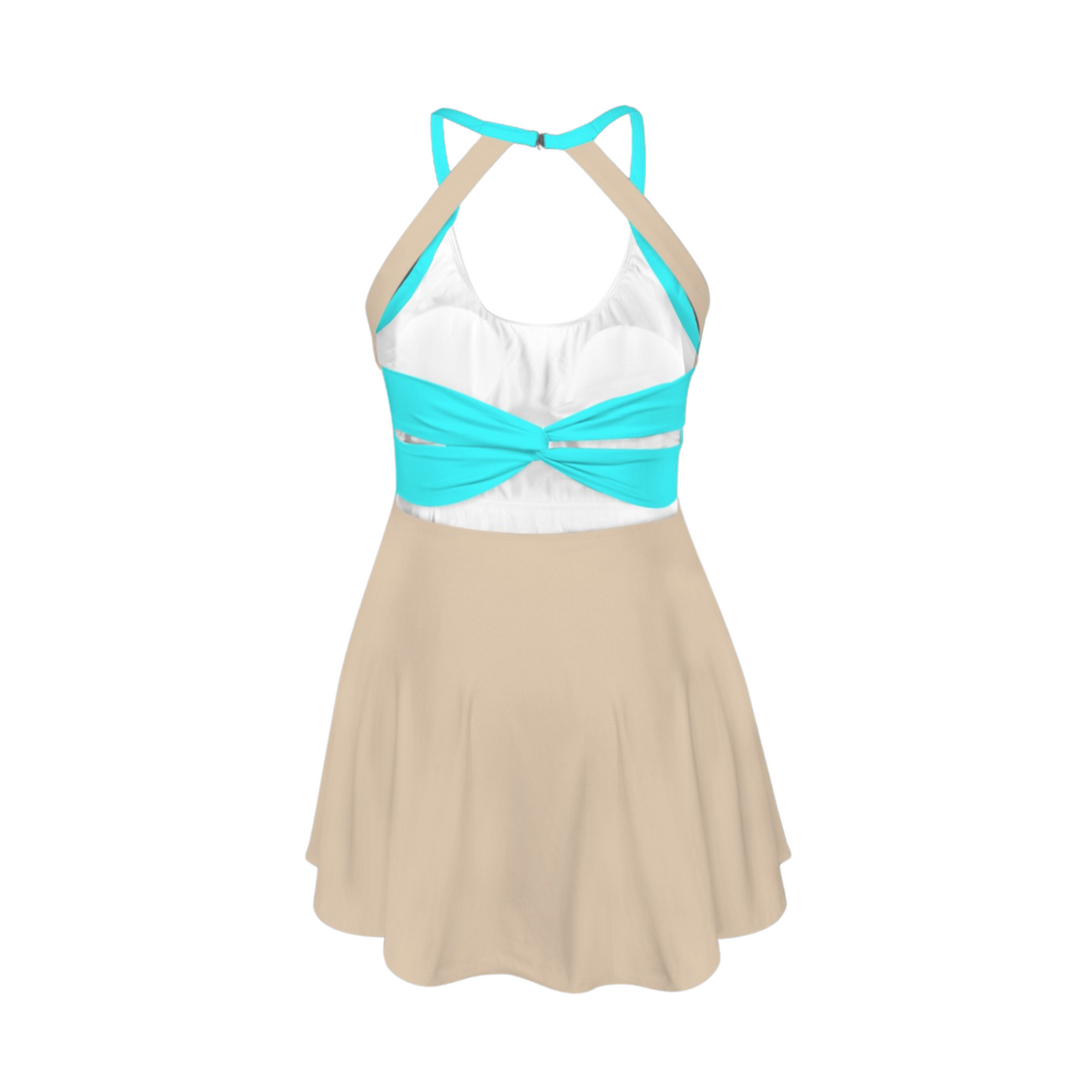Pocahontas Colorblock Open Back Flare Skirt Dress