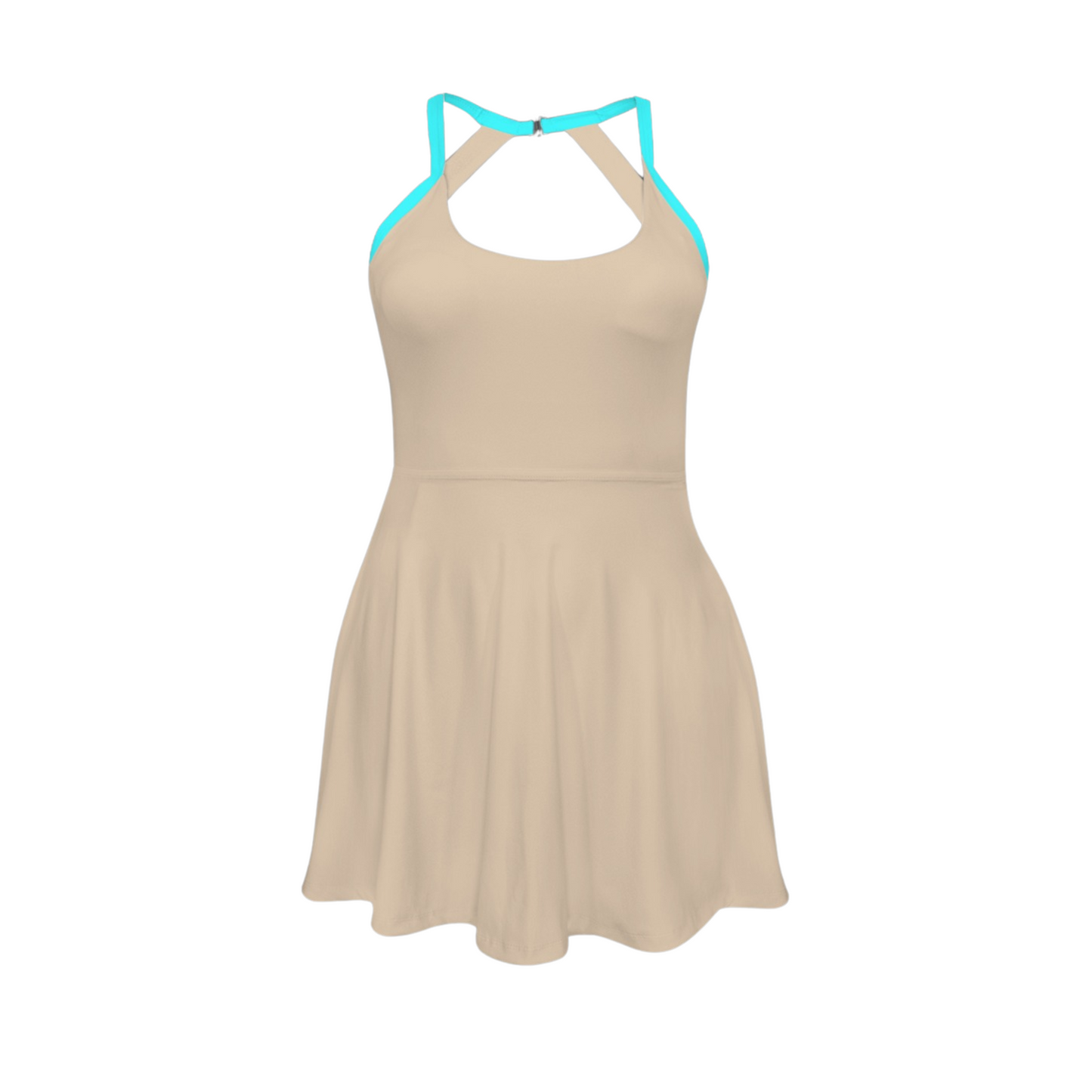 Pocahontas Colorblock Open Back Flare Skirt Dress