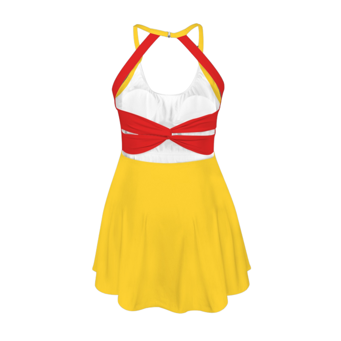 Pooh Colorblock Open Back Flare Skirt Active Dress