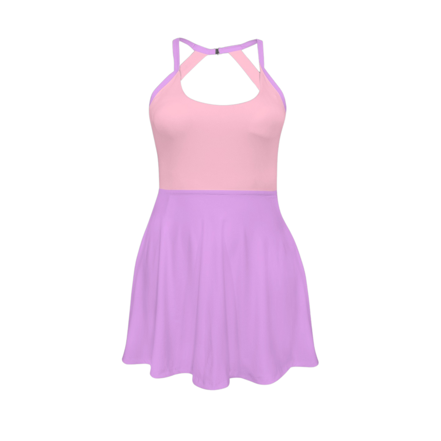 Rapunzel Colorblock Open Back Flare Skirt Active Dress