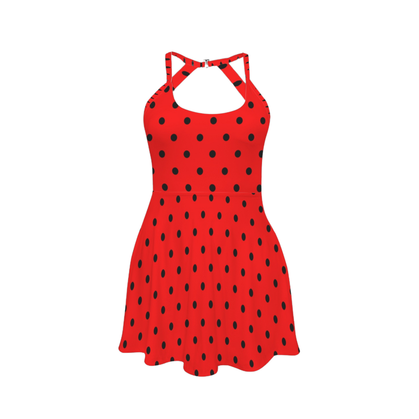 Miss Mouse Polka Dots Open Back Flare Skirt Active Dress
