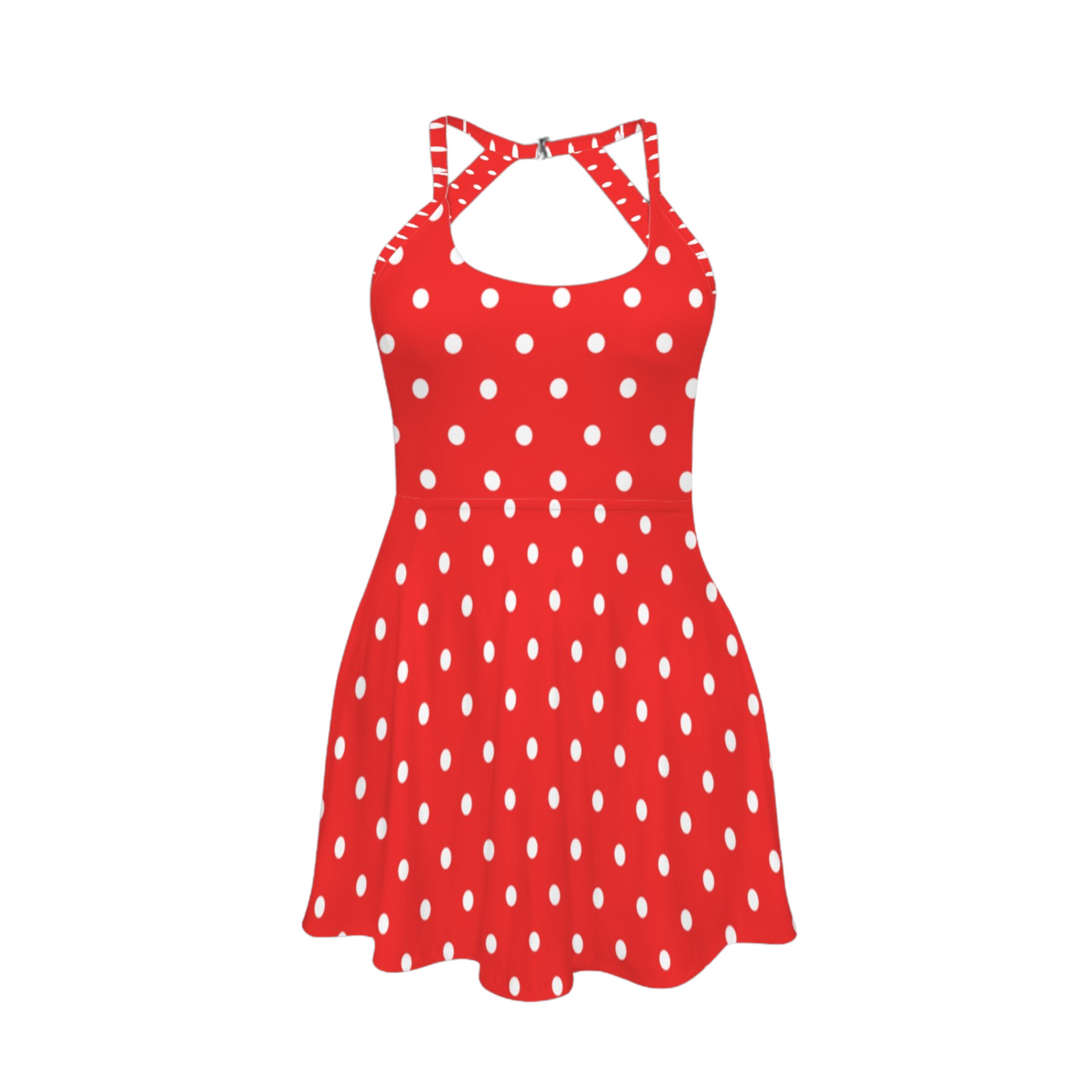 Miss Mouse Polka Dots Open Back Flare Skirt Active Dress
