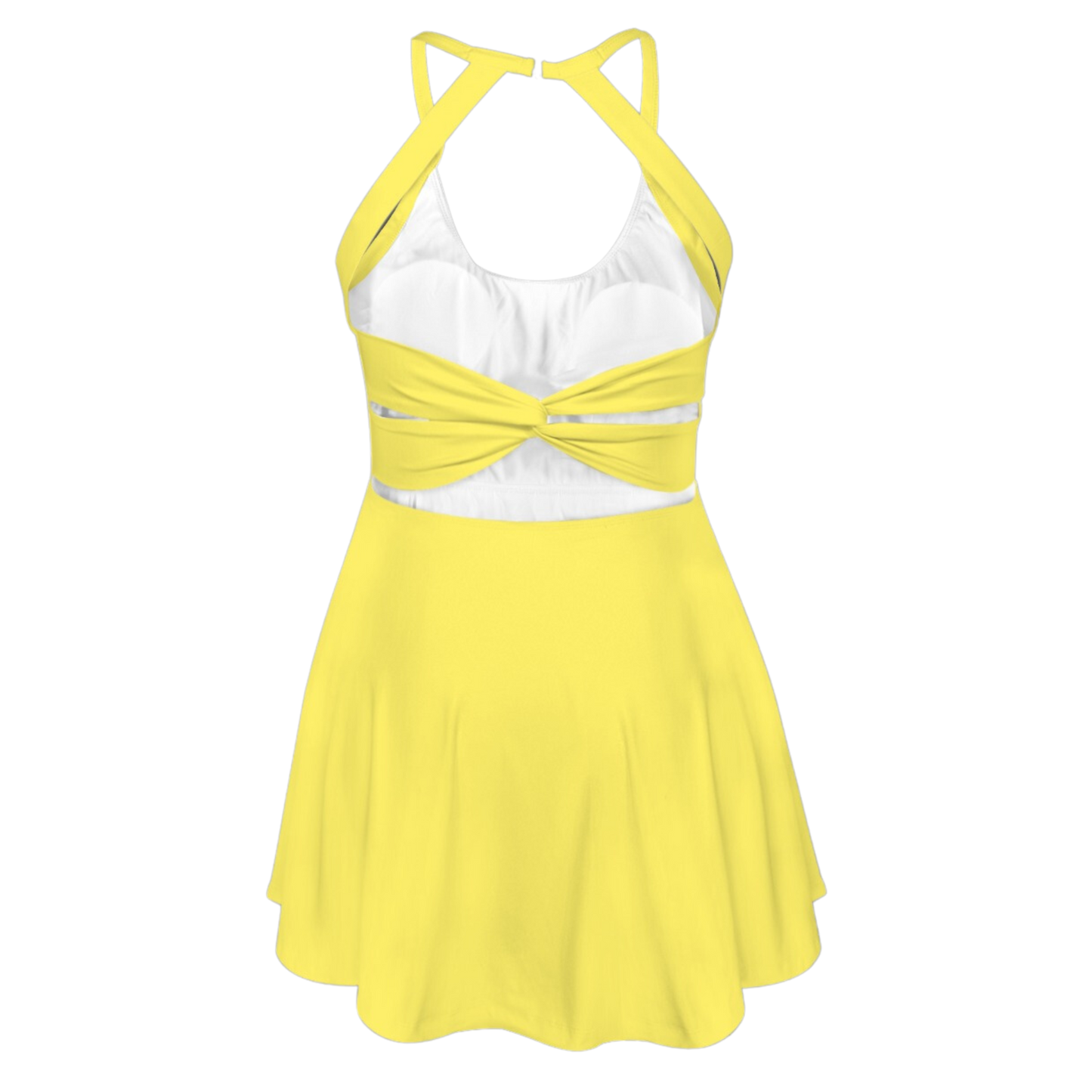 Rose Yellow Open Back Flare Skirt Active Dress