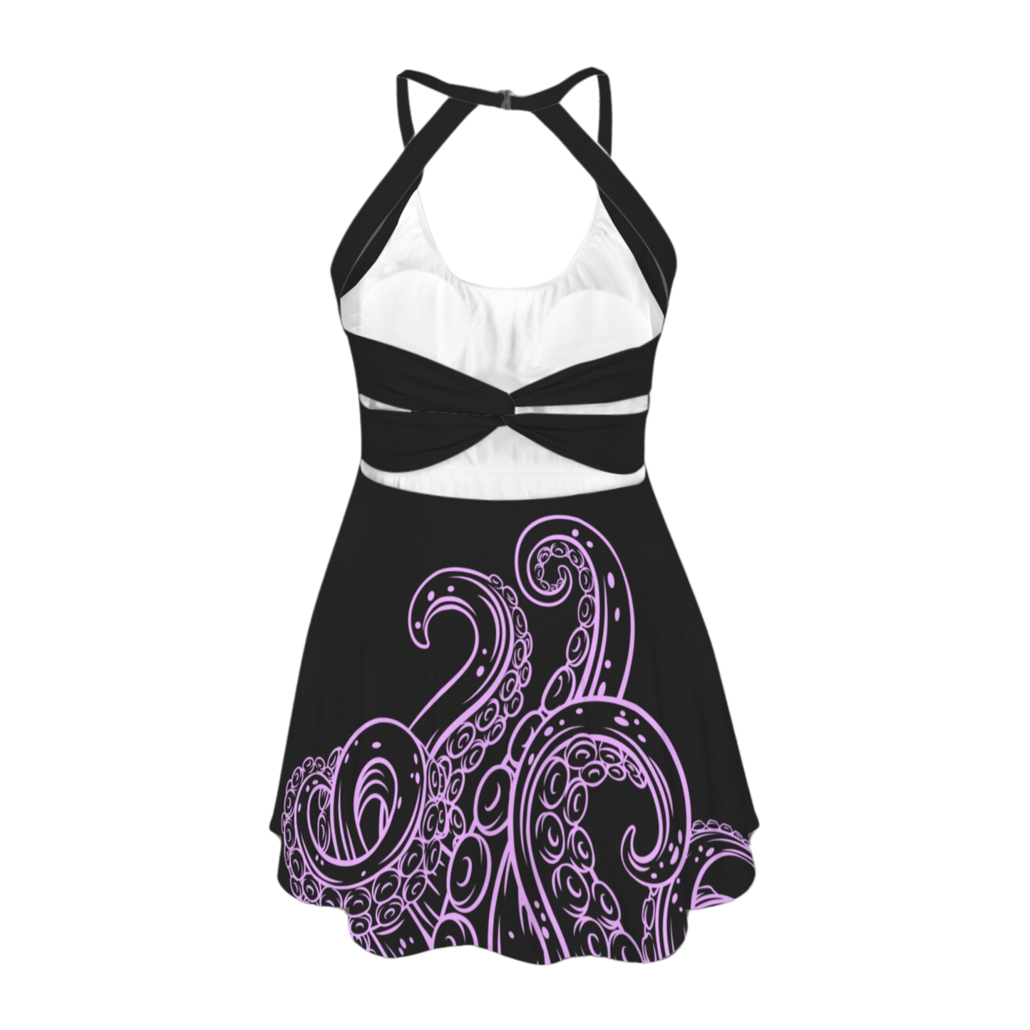 Sea Witch Black Open Back Flare Skirt Active Dress