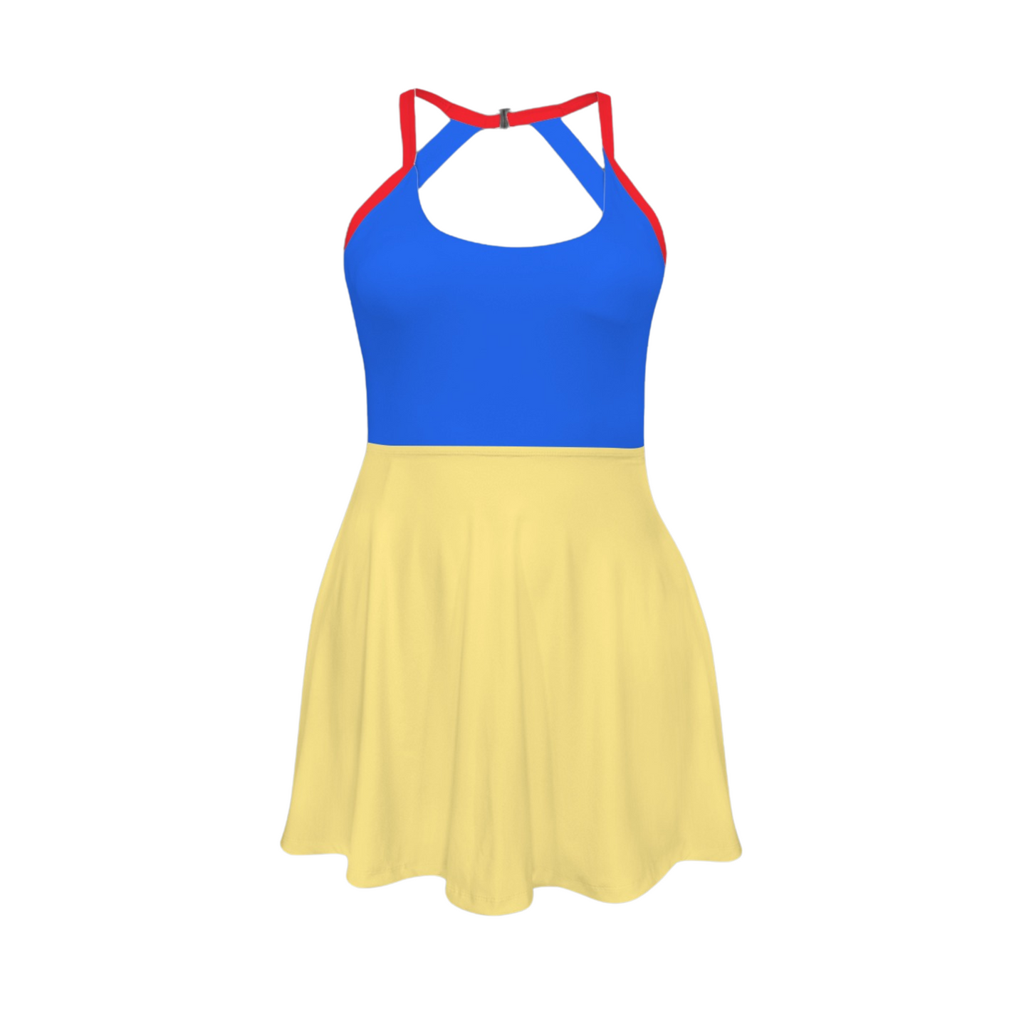 Snow Colorblock Open Back Flare Skirt Active Dress